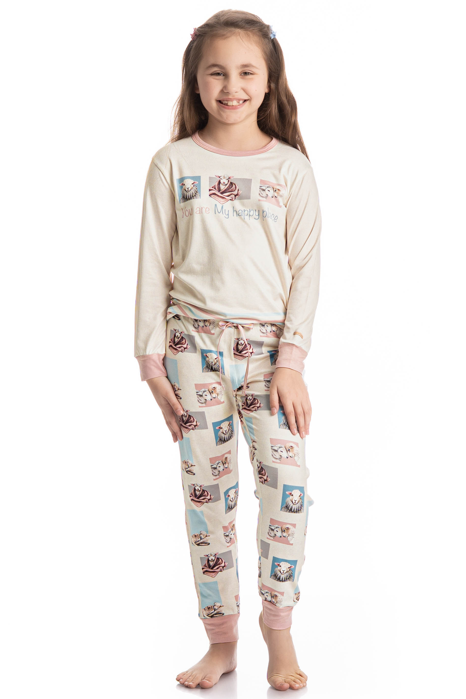 Pijama Longo Infantil Sheep Branco - Imagem 1
