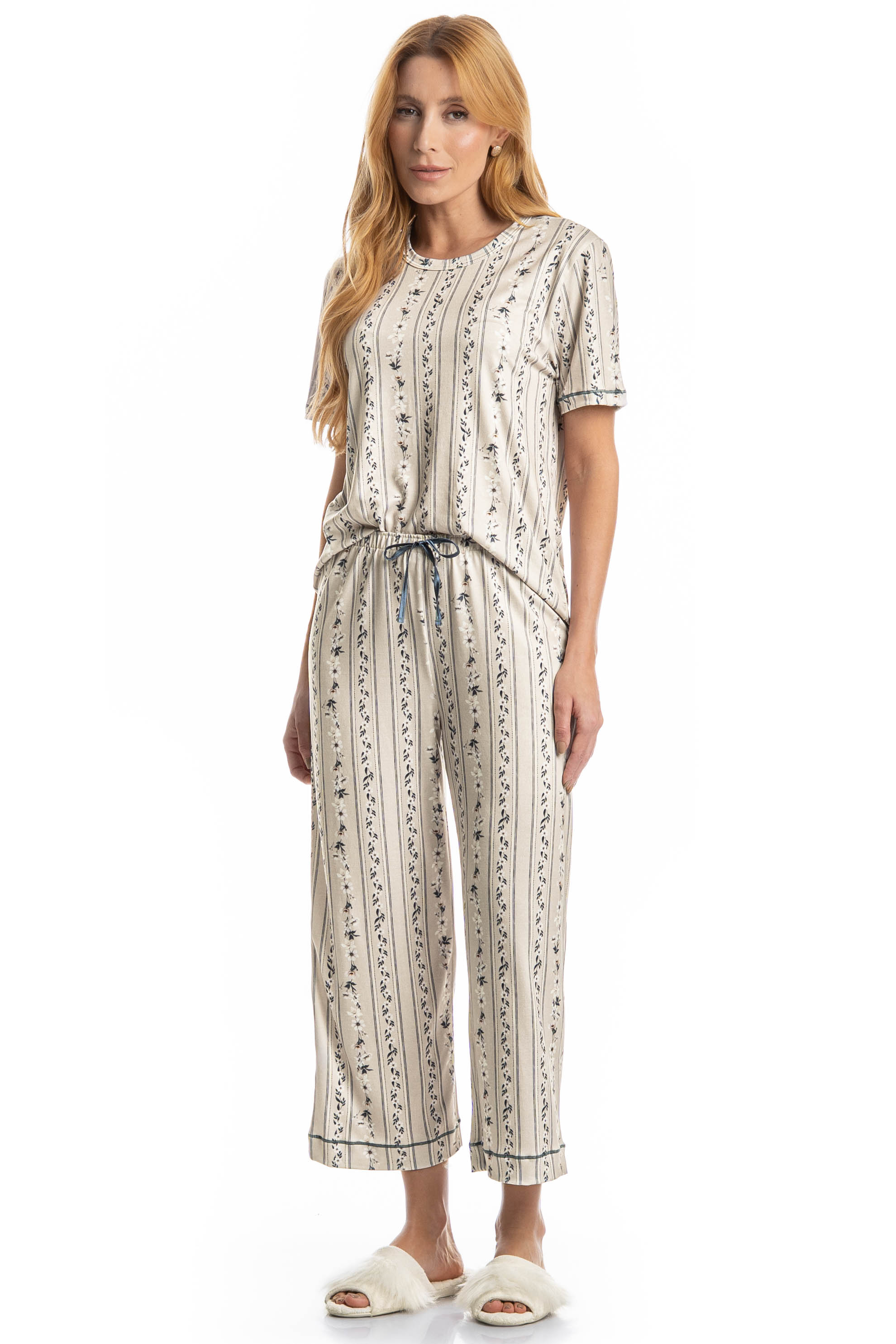 Pijama Feminino Capri Nina Branco - Imagem 1