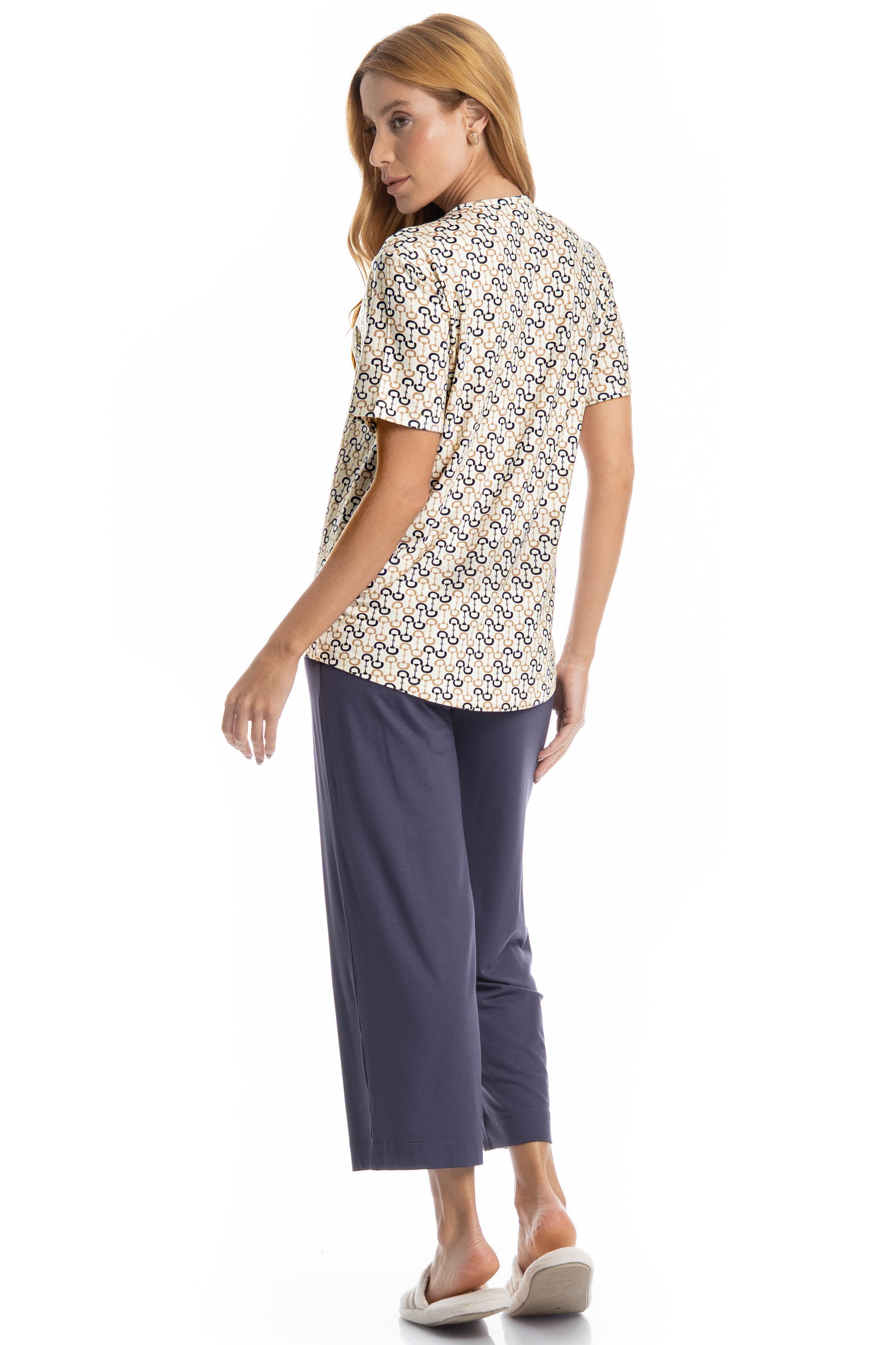 Pijama Feminino Capri Rebeca Azul-marinho - Imagem 2