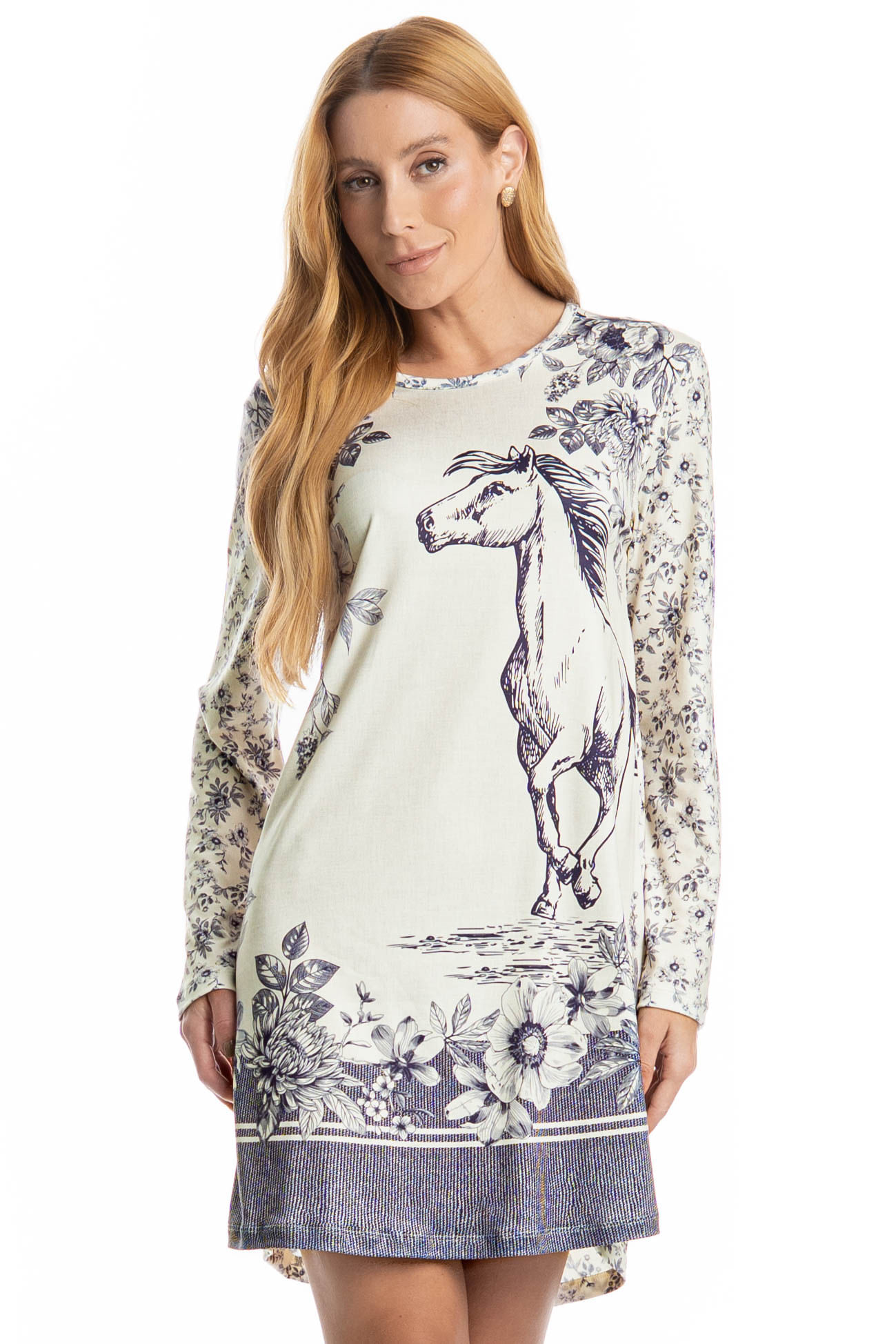 Camisão Feminino Manga Longa Amália Branco - Imagem 1