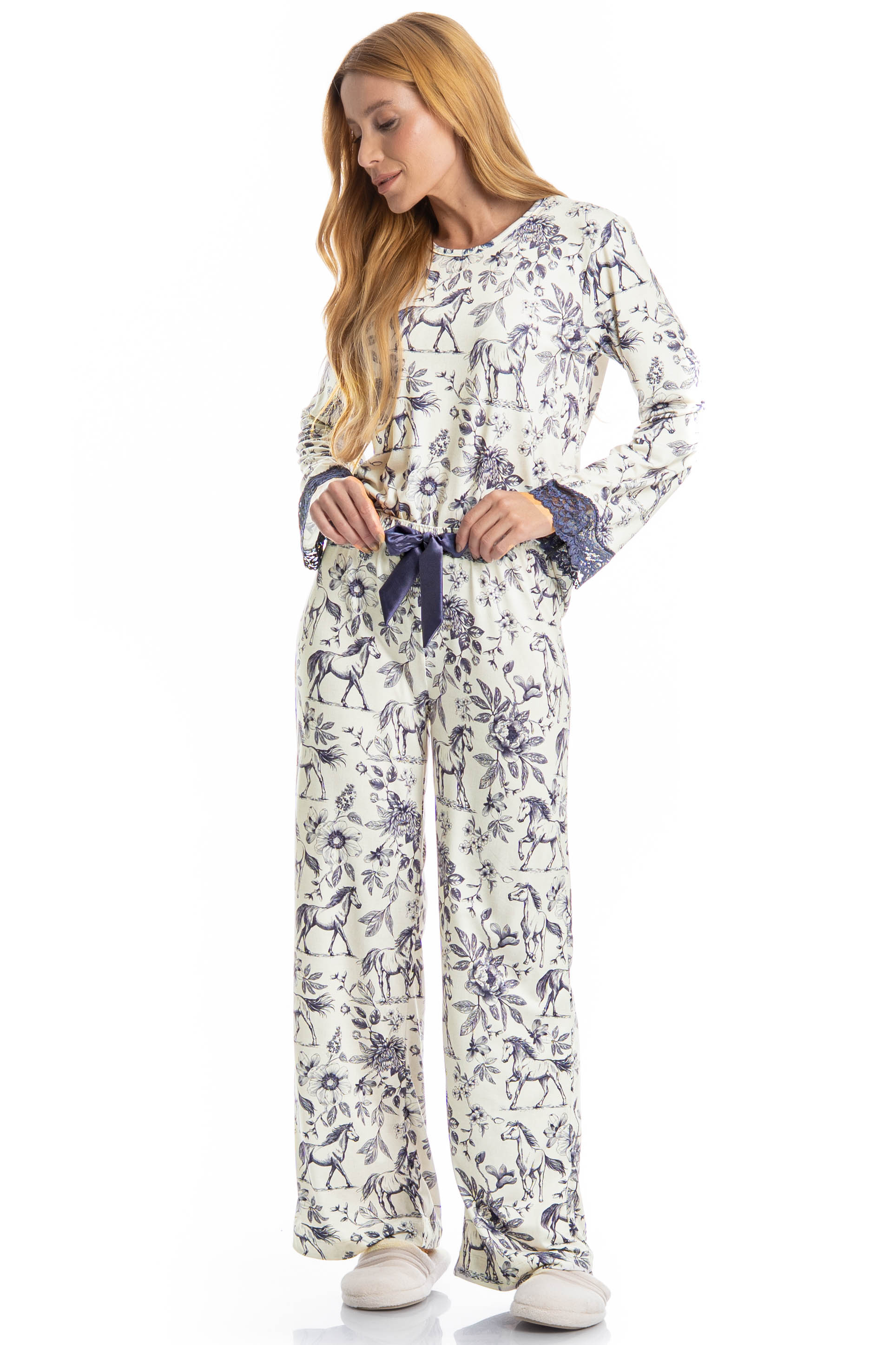 Pijama Wide Leg Amália Branco - Imagem 1