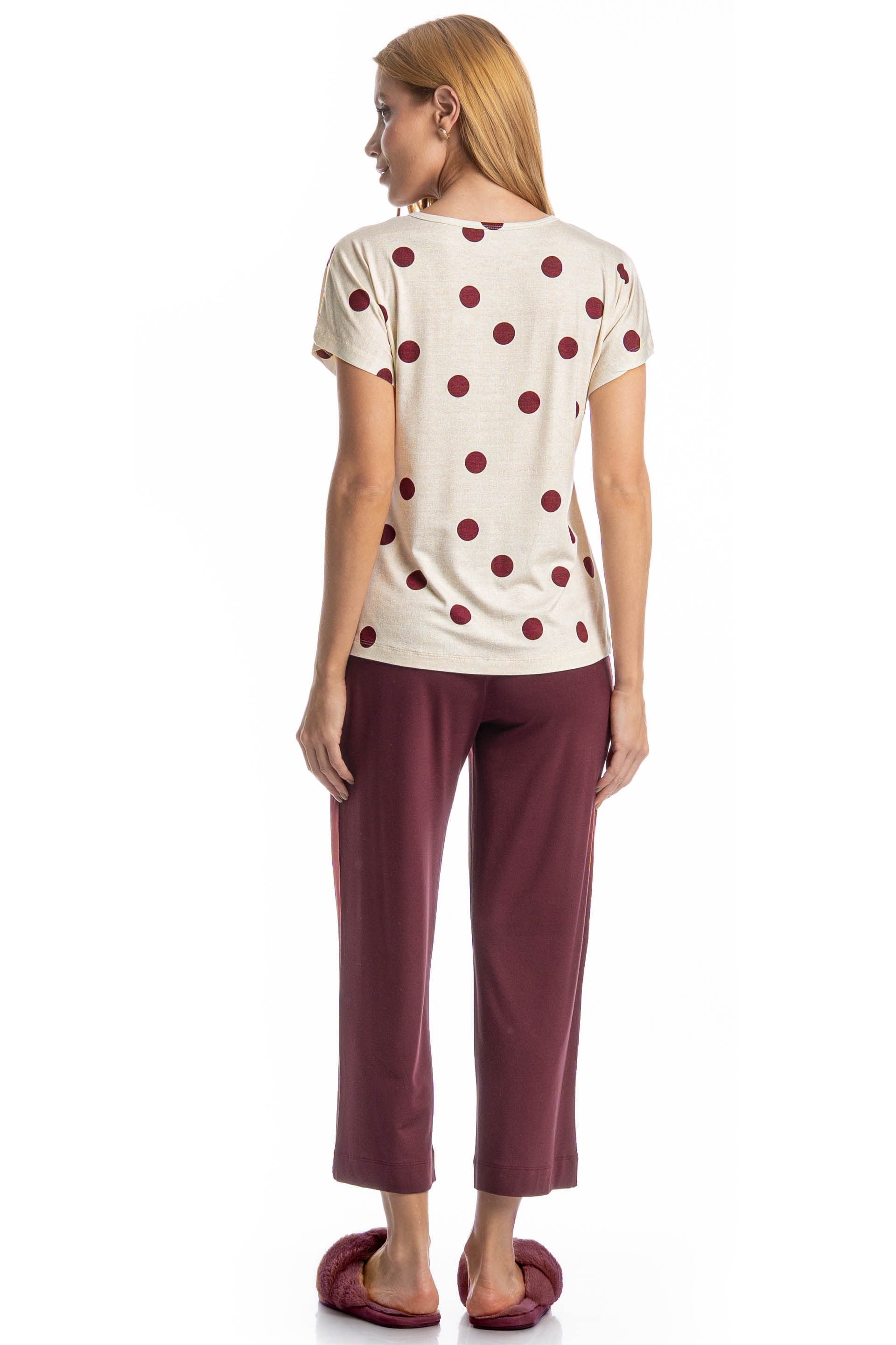 Pijama Feminino Capri Poá Branco - Imagem 2