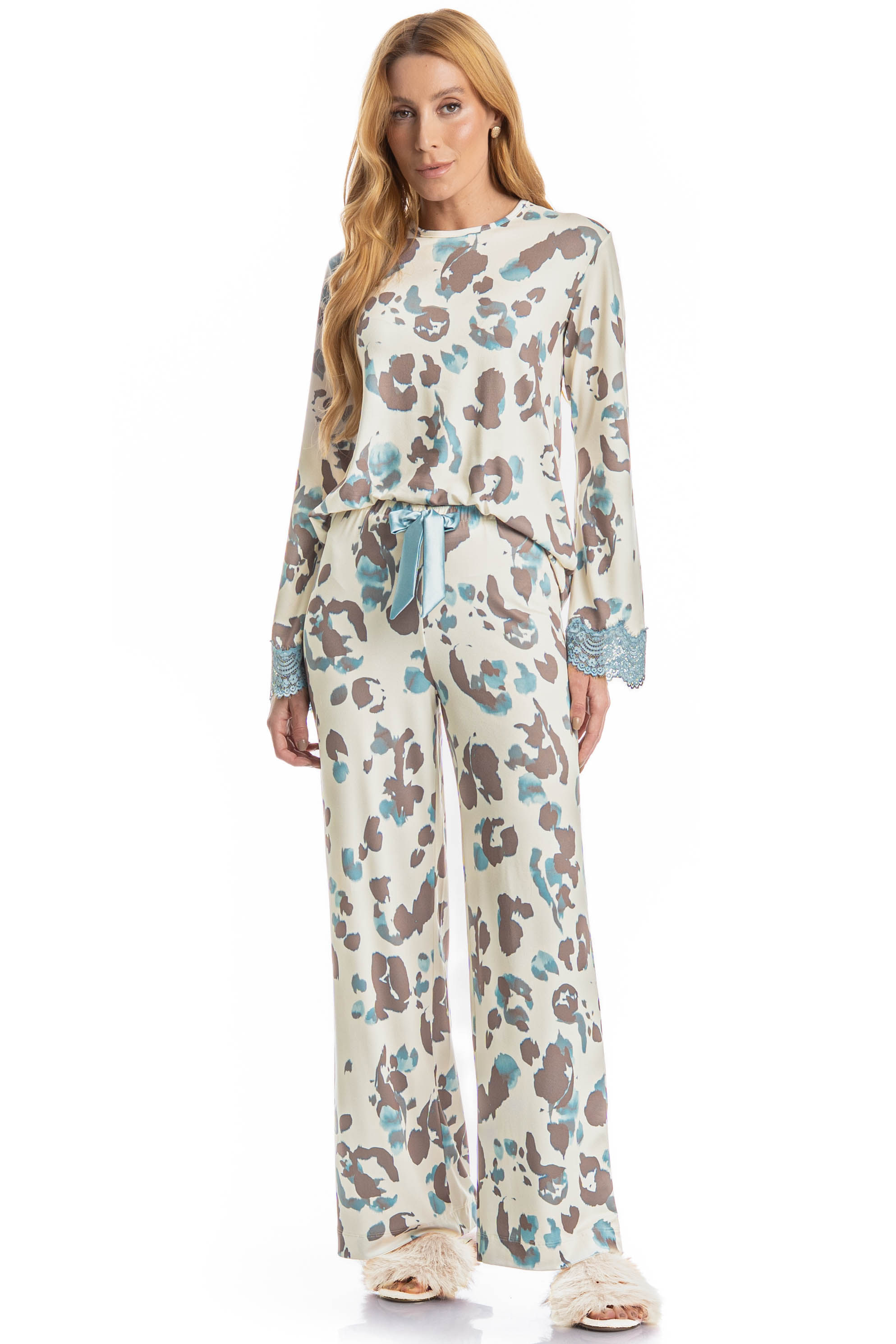 Pijama Wide Leg Serena Azul - Imagem 1