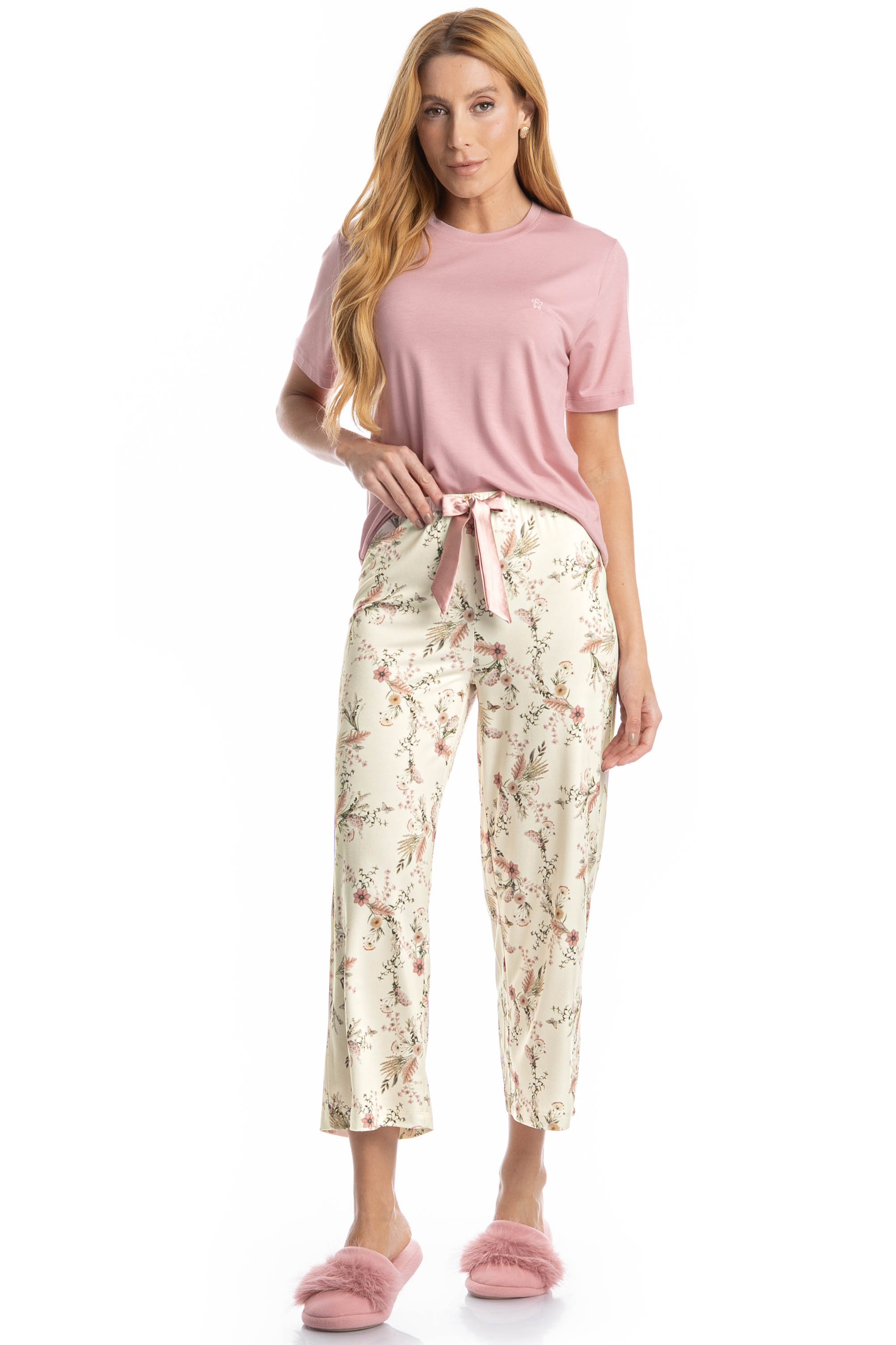 Pijama Feminino Capri Alice Branco - Imagem 1