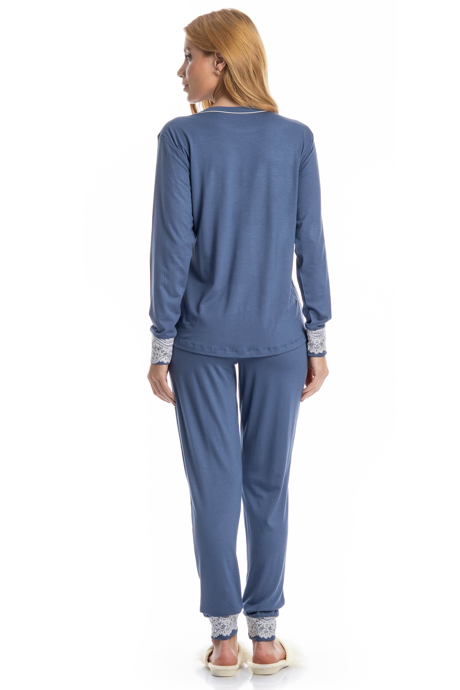 Pijama Feminino Longo Lily Azul-2 - Imagem 2
