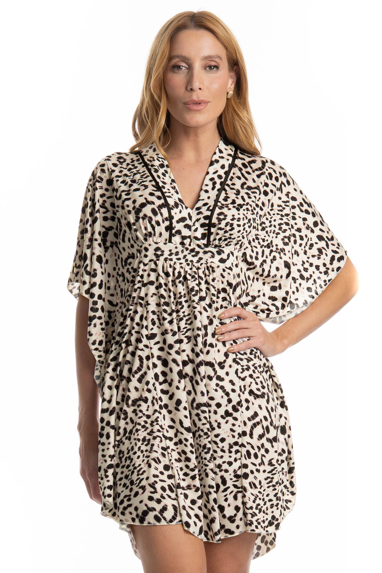 Kaftan Feminino Curto Loli Branco - Imagem 1