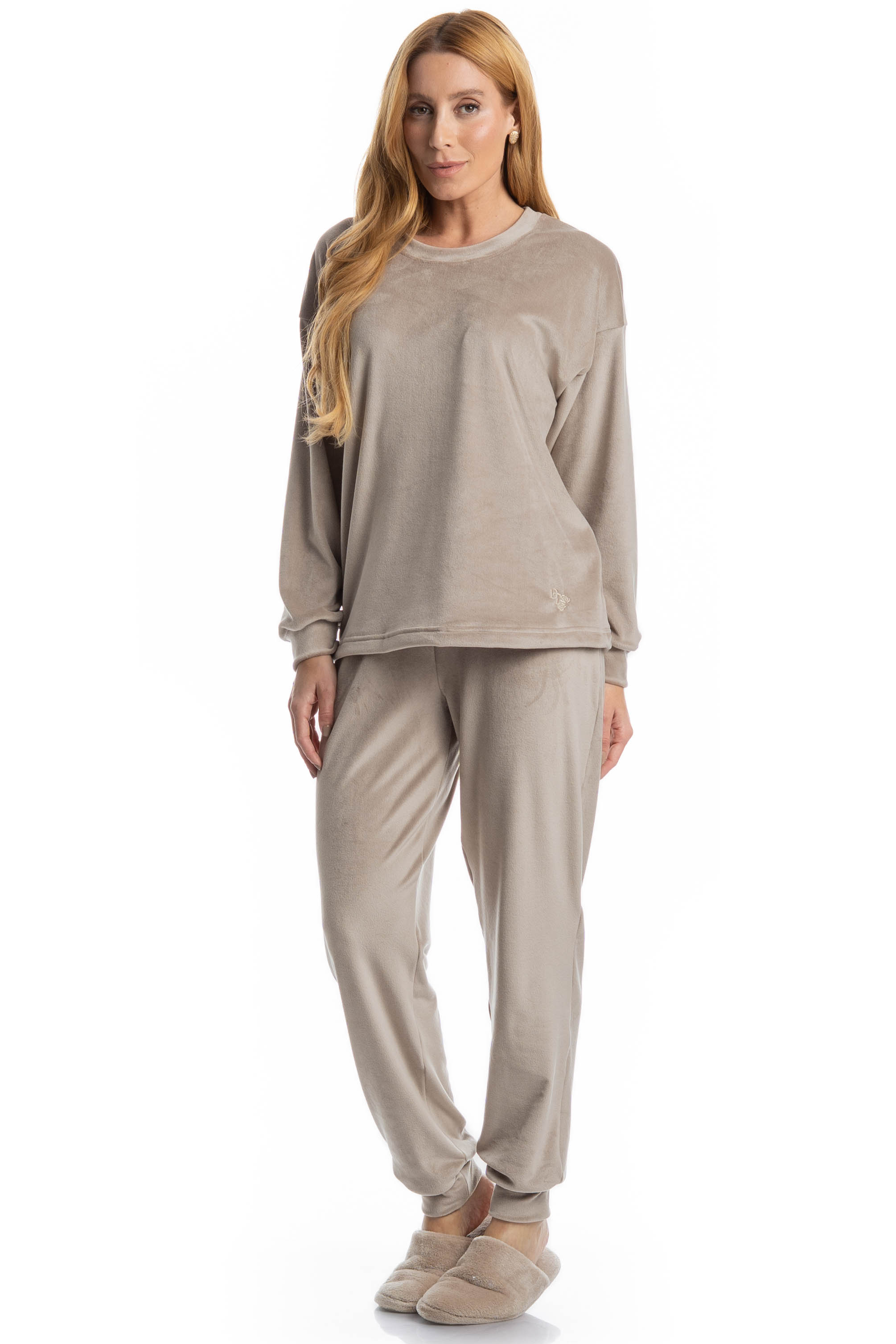 Pijama Feminino Longo Dolce Bege - Imagem 1