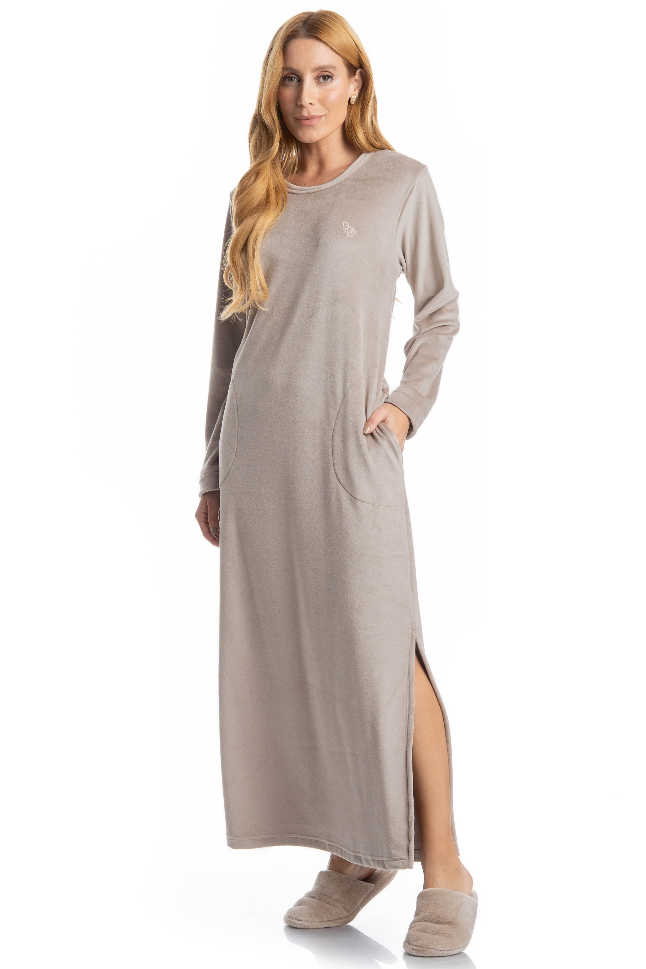 Camisão Feminino Longo Dolce Bege - Imagem 1