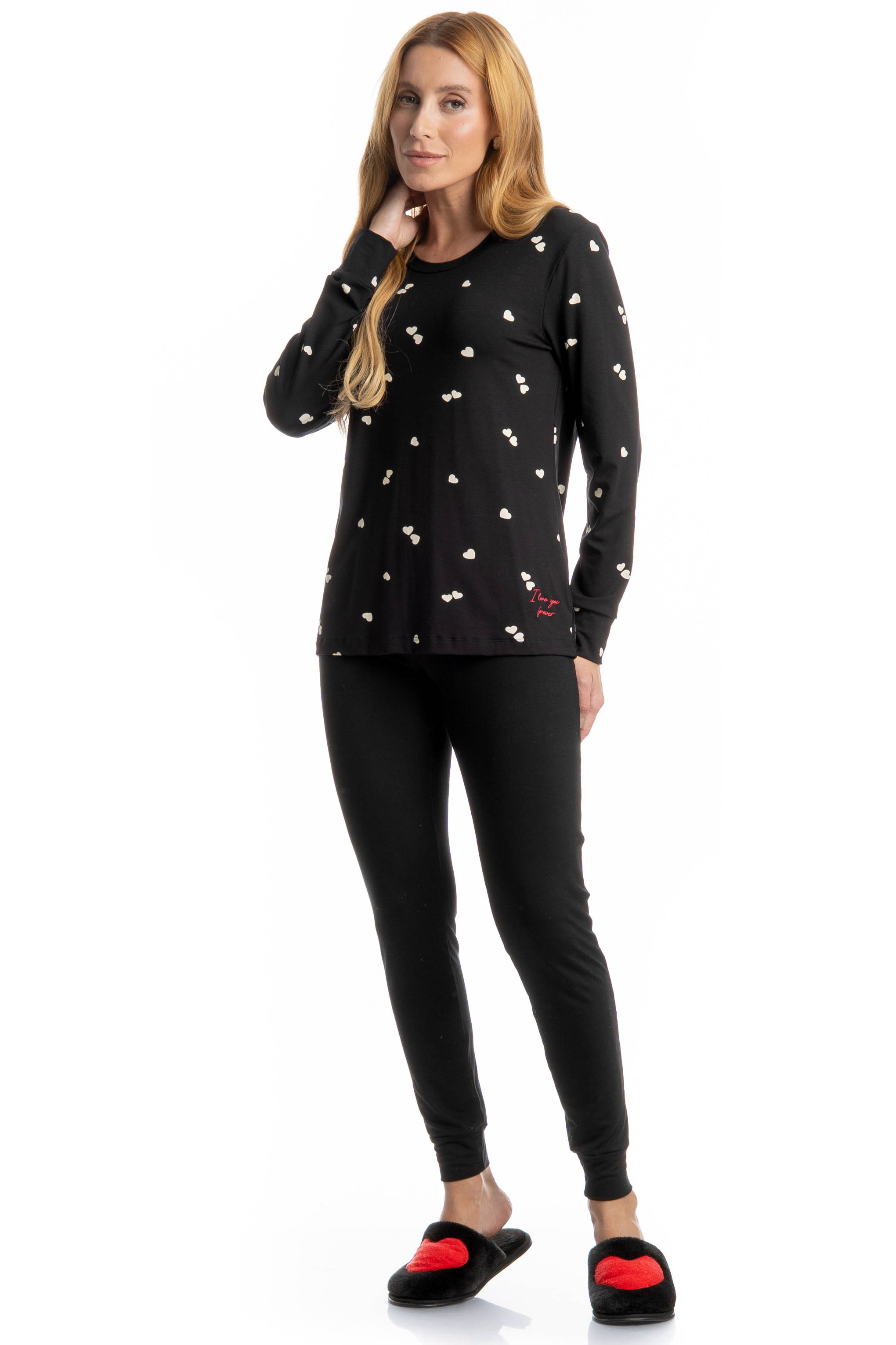 Pijama Feminino Legging Lovely Preto - Imagem 1