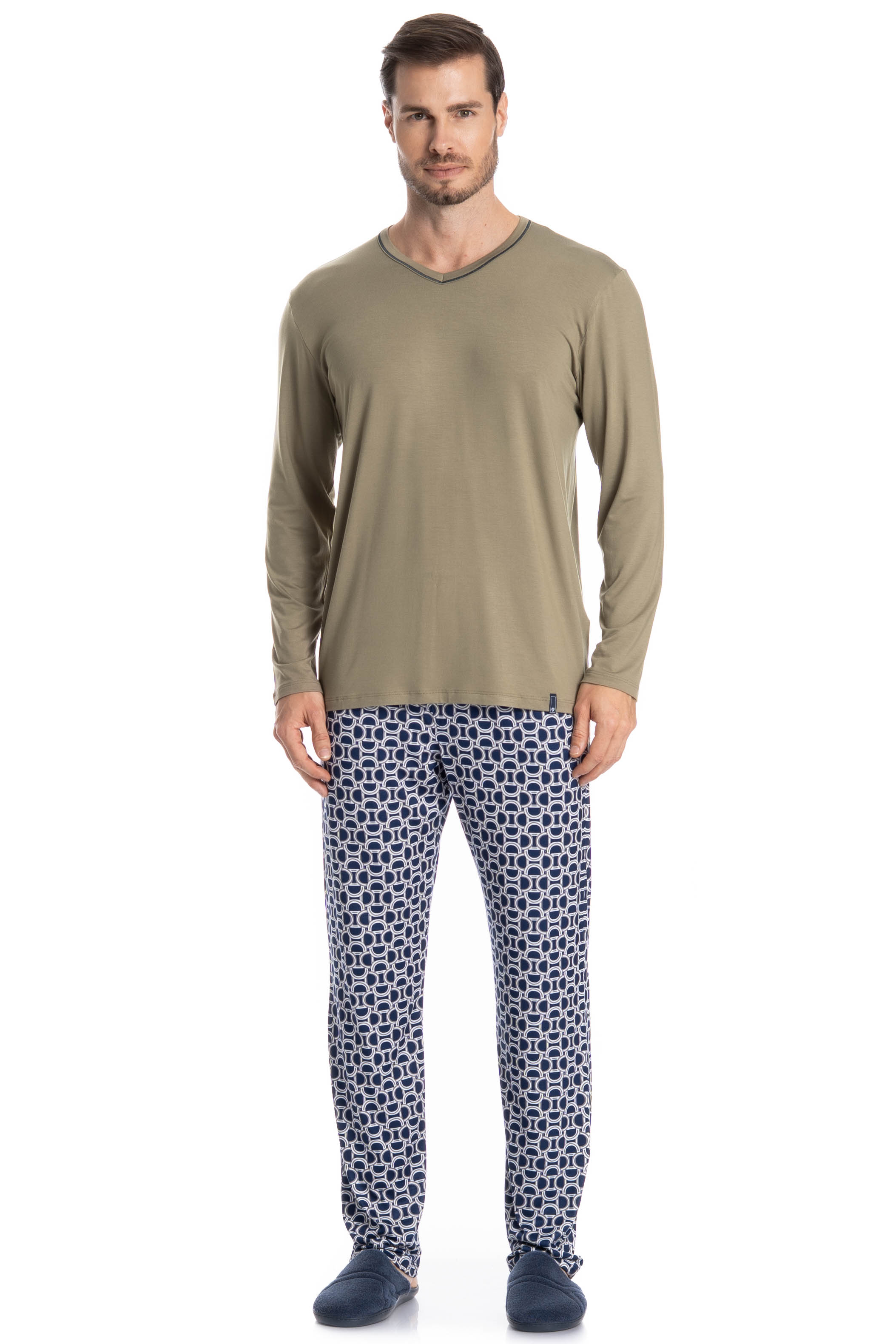 Pijama Masculino Longo Igor Verde - Imagem 1