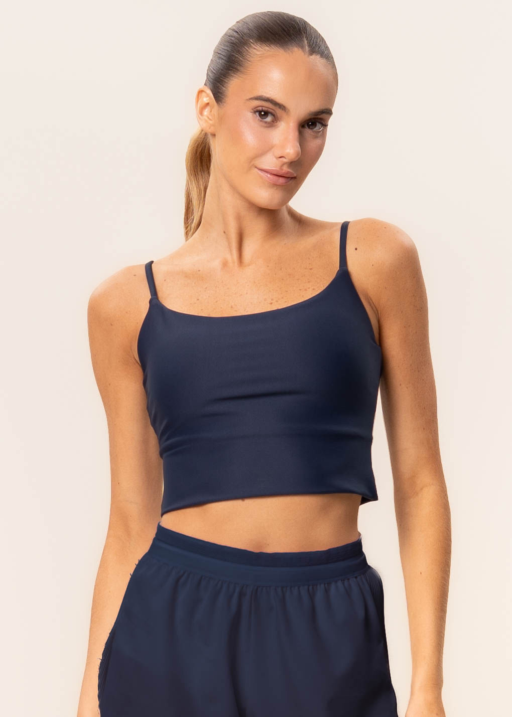 Top Crop Alcinha Dual Core Vivame Azul-marinho - Imagem 1