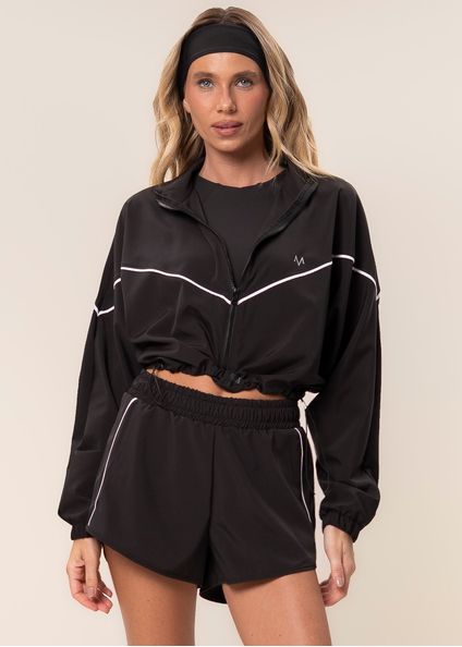 Jaqueta Crop Corta Vento Flex Vivame Preto - Imagem 1