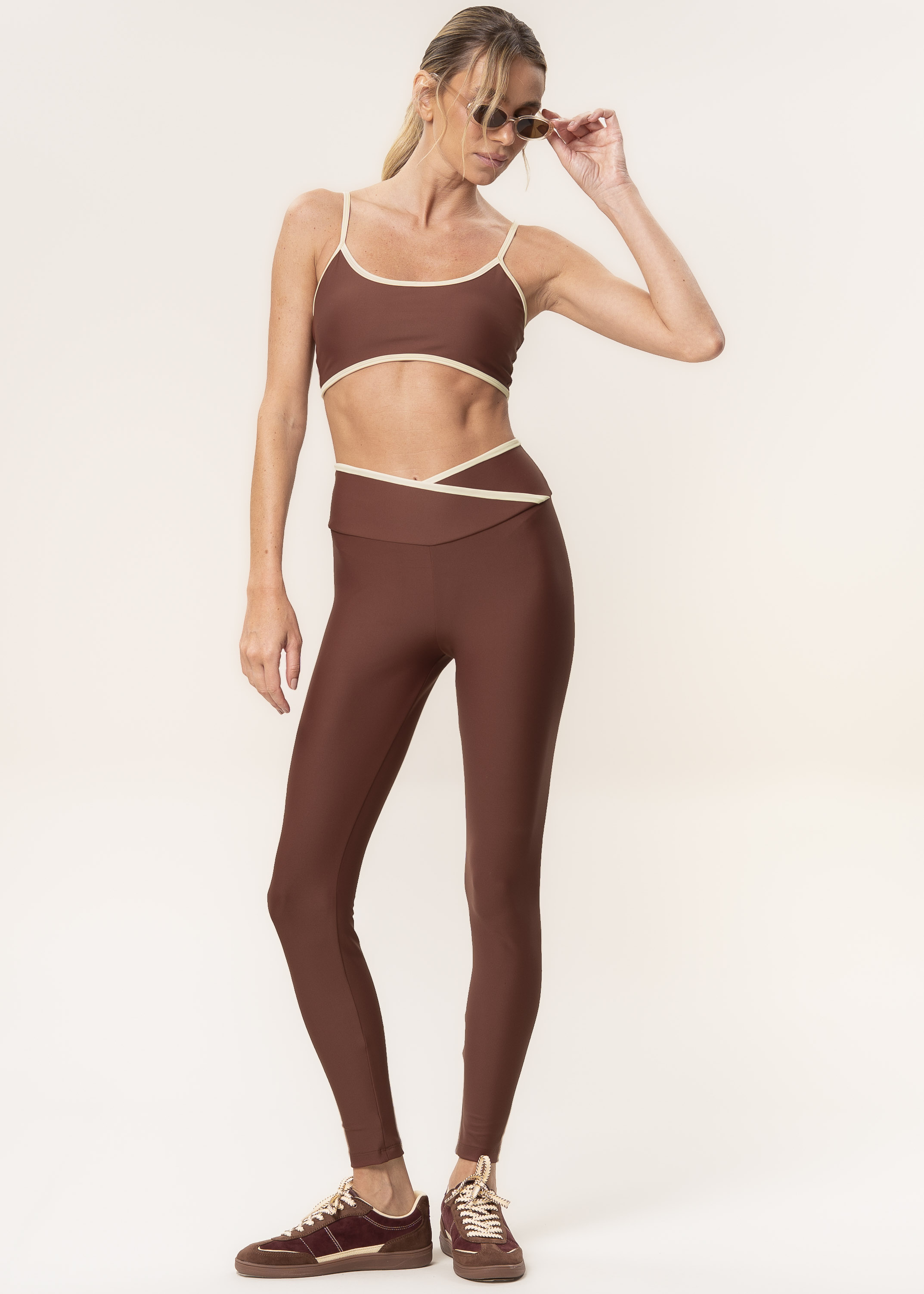 Calça Legging Wrap Shape Grip Vivame Marrom - Imagem 1