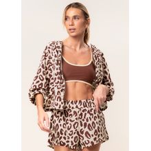 Shorts Duplo Estampado Wild Vivame Marrom - Imagem 1