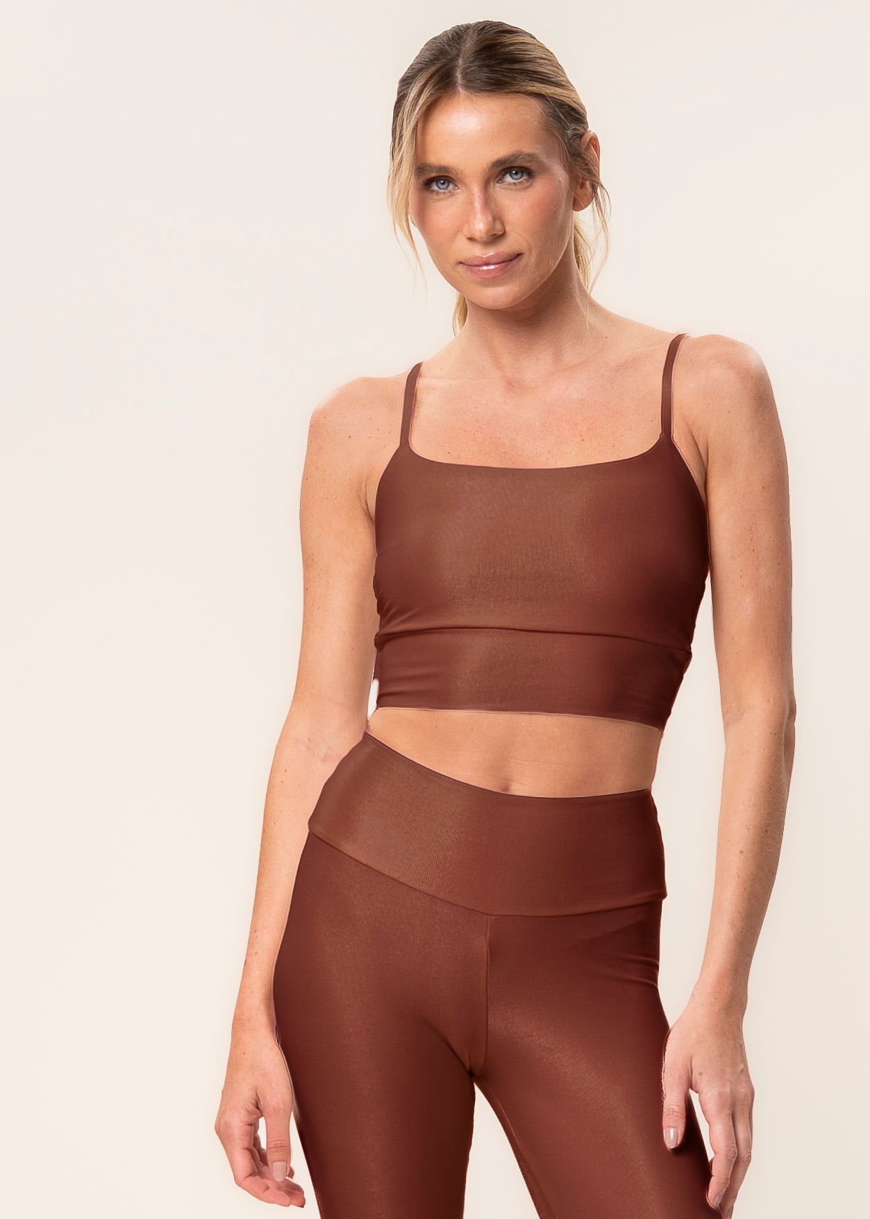 Top Alcinha Nadador Soft Glow Vivame Marrom - Imagem 1