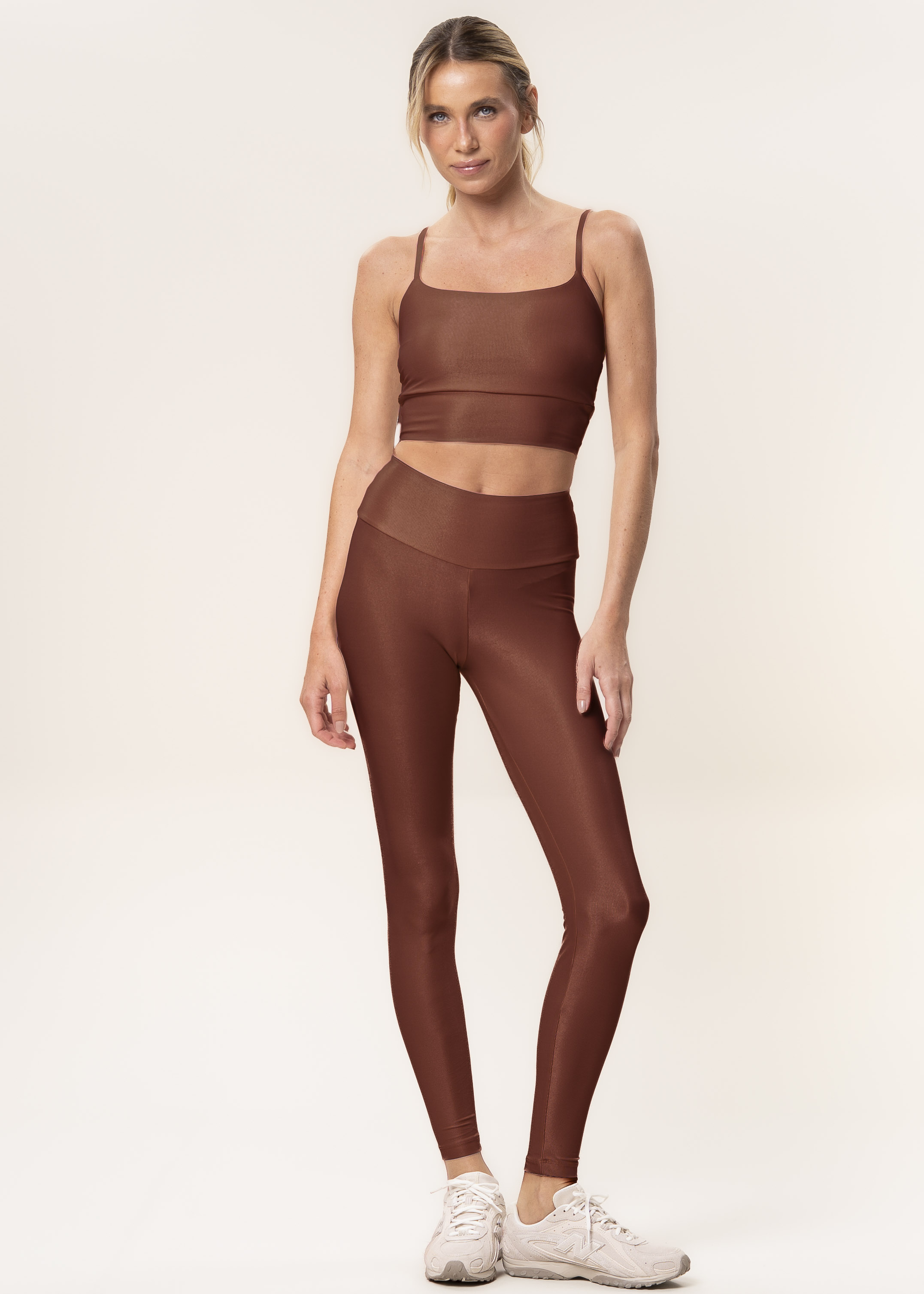 Calça Legging Essential Shape Soft Glow Vivame Marrom - Imagem 1