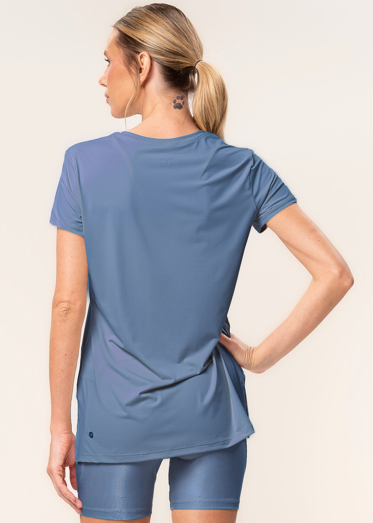 Camiseta Alongada Soft Glow Vivame Azul - Imagem 2