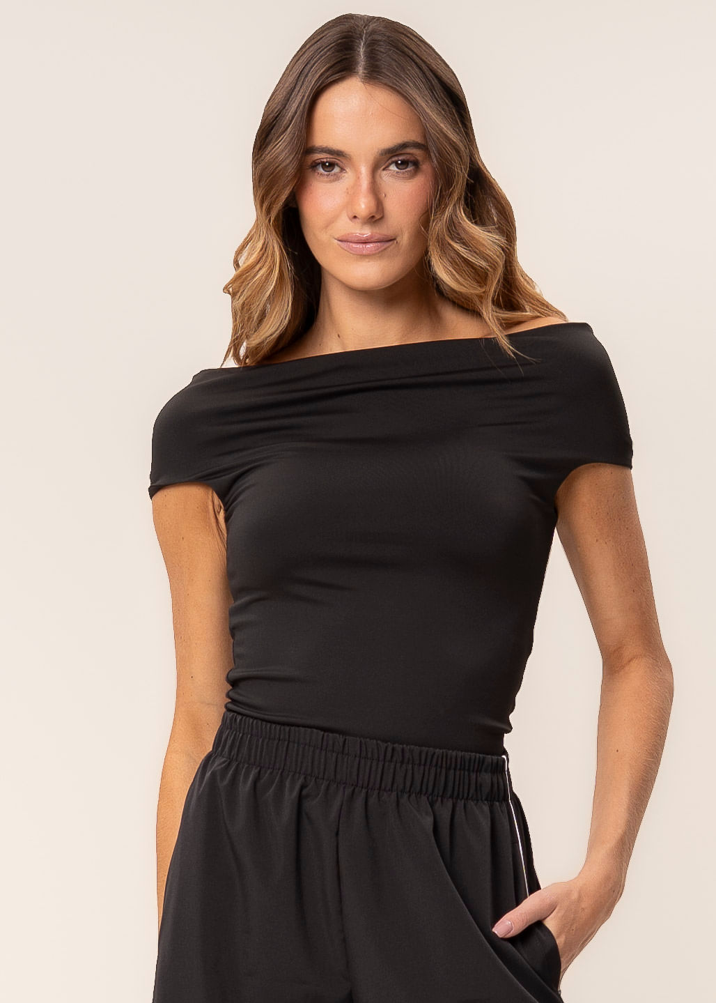 Blusa Trend Ombro A Ombro Contour Vivame Preto - Imagem 1