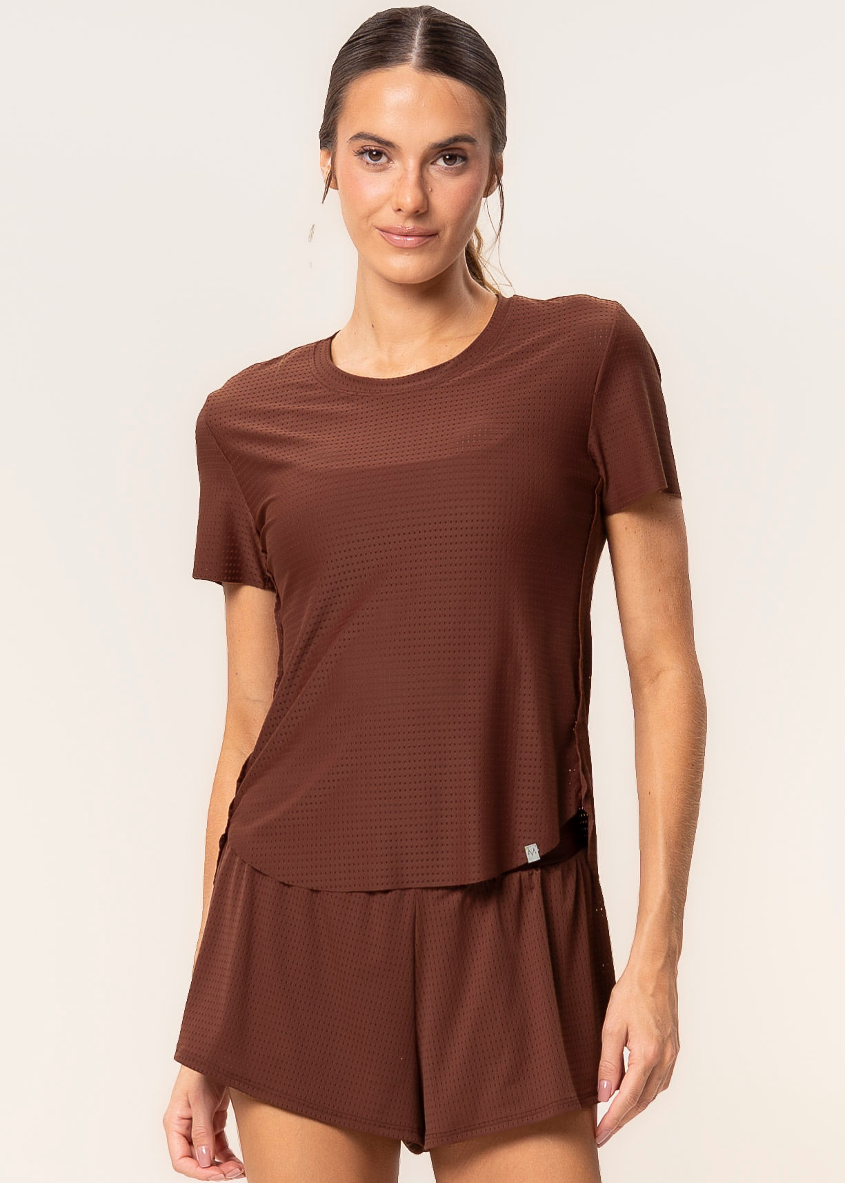 Camiseta Crop Daily Vivame Marrom - Imagem 1