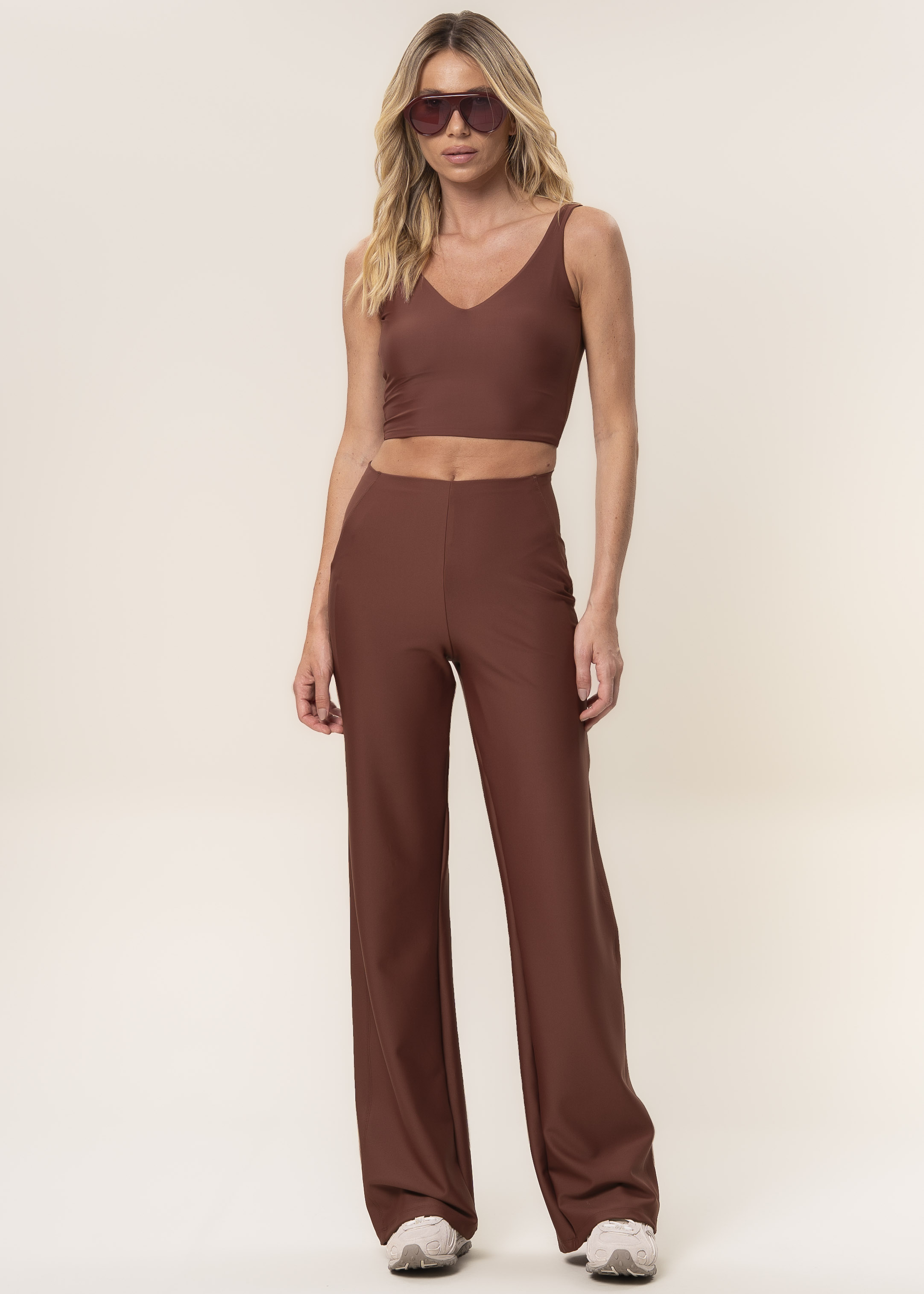 Calça Ampla Invisible Slim Shape Elevate Vivame Marrom - Imagem 1