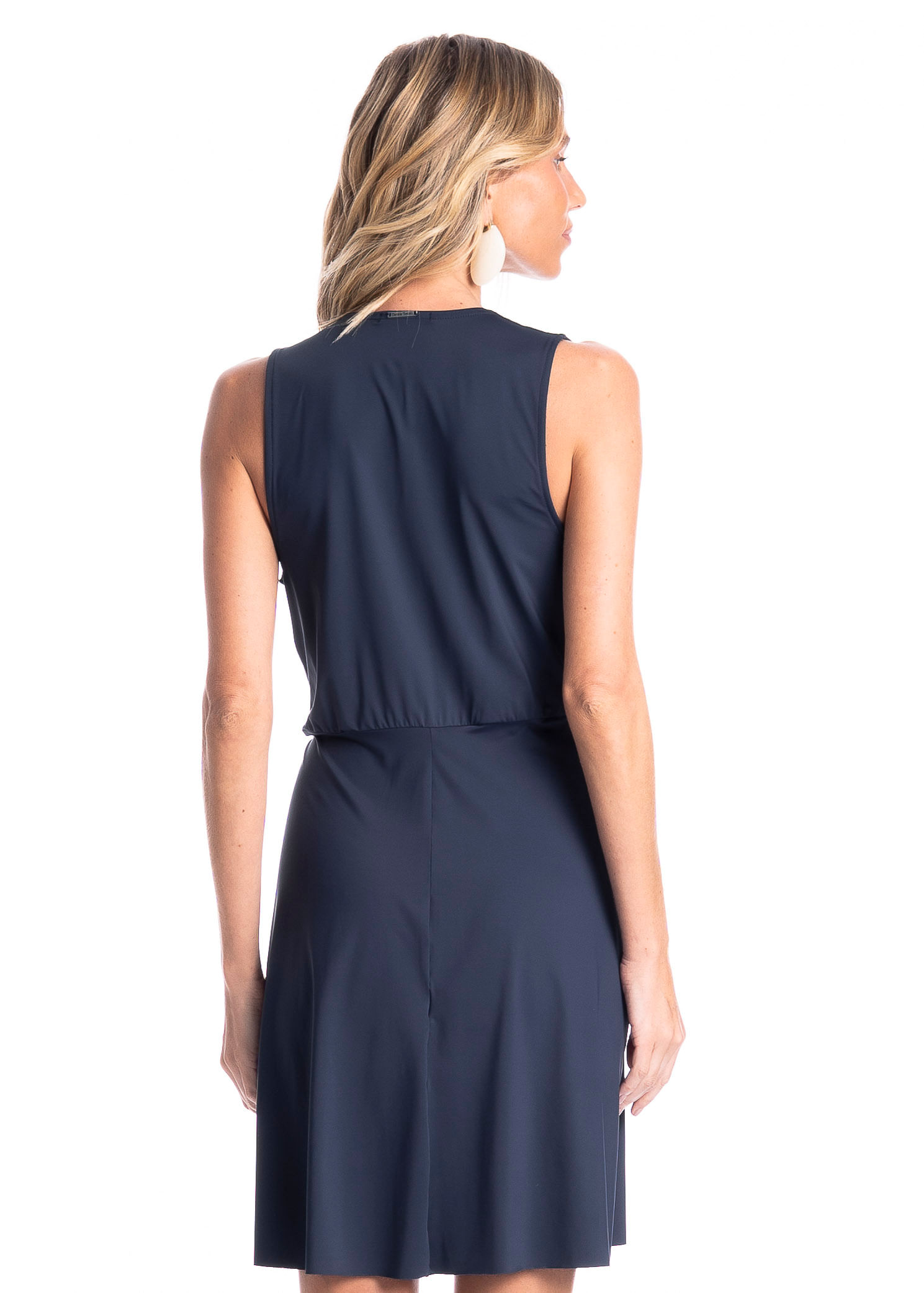 Vestido Curto Com Nó Breeze Azul-marinho - Imagem 2