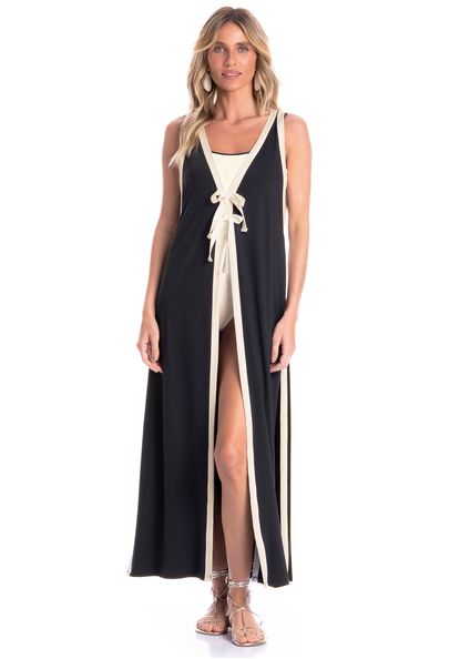 Túnica Feminina Bicolor Preto - Imagem 1