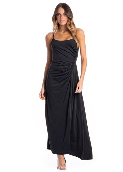 Vestido Feminino Franzido Caribe Preto - Imagem 1