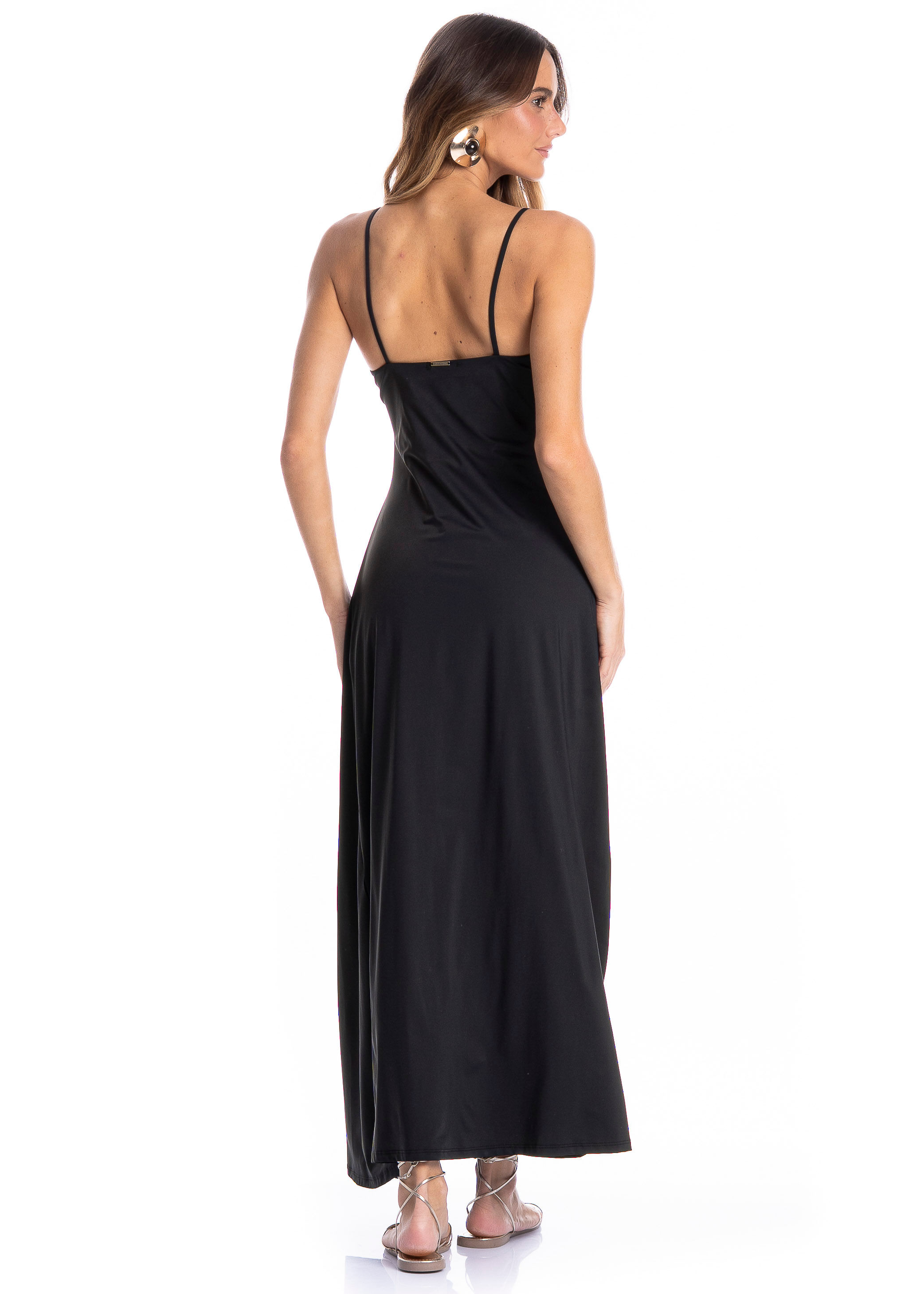 Vestido Feminino Franzido Caribe Preto - Imagem 2