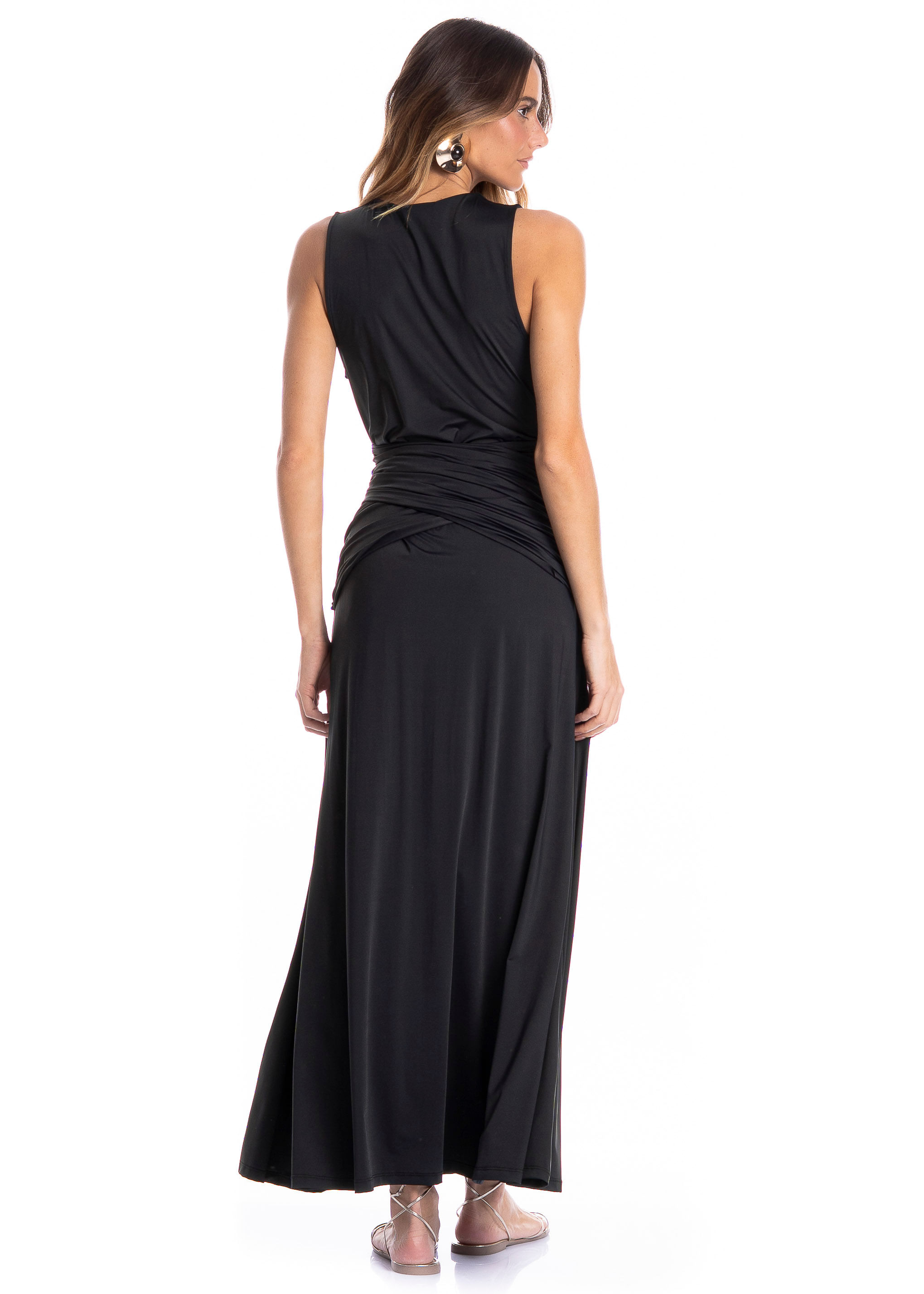 Vestido Feminino Transpassado Caribe Preto - Imagem 2