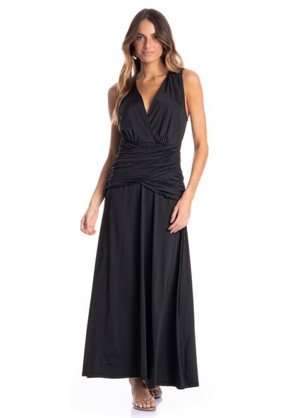 Vestido Feminino Transpassado Caribe Preto - Imagem 1