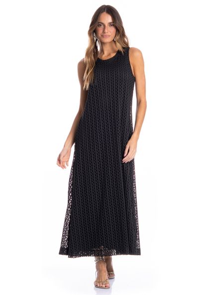 Vestido Feminino Regata Evasê Oásis Preto - Imagem 1