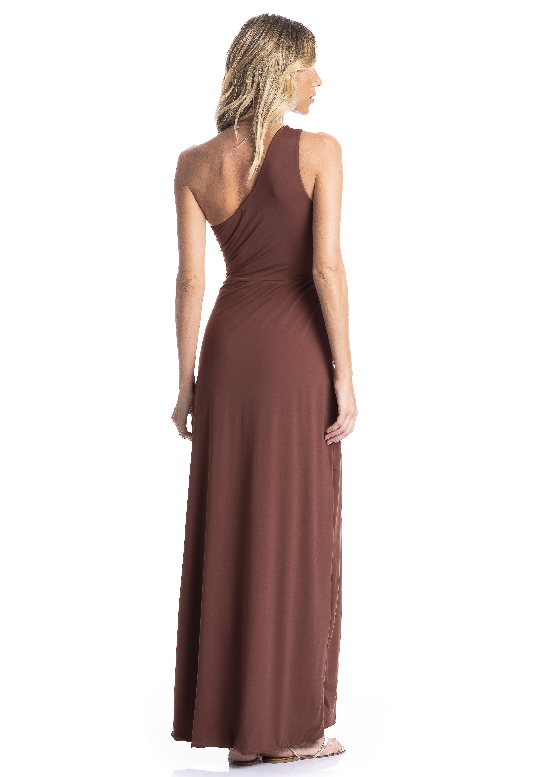 Vestido Feminino Assimétrico Essenza Marrom - Imagem 2