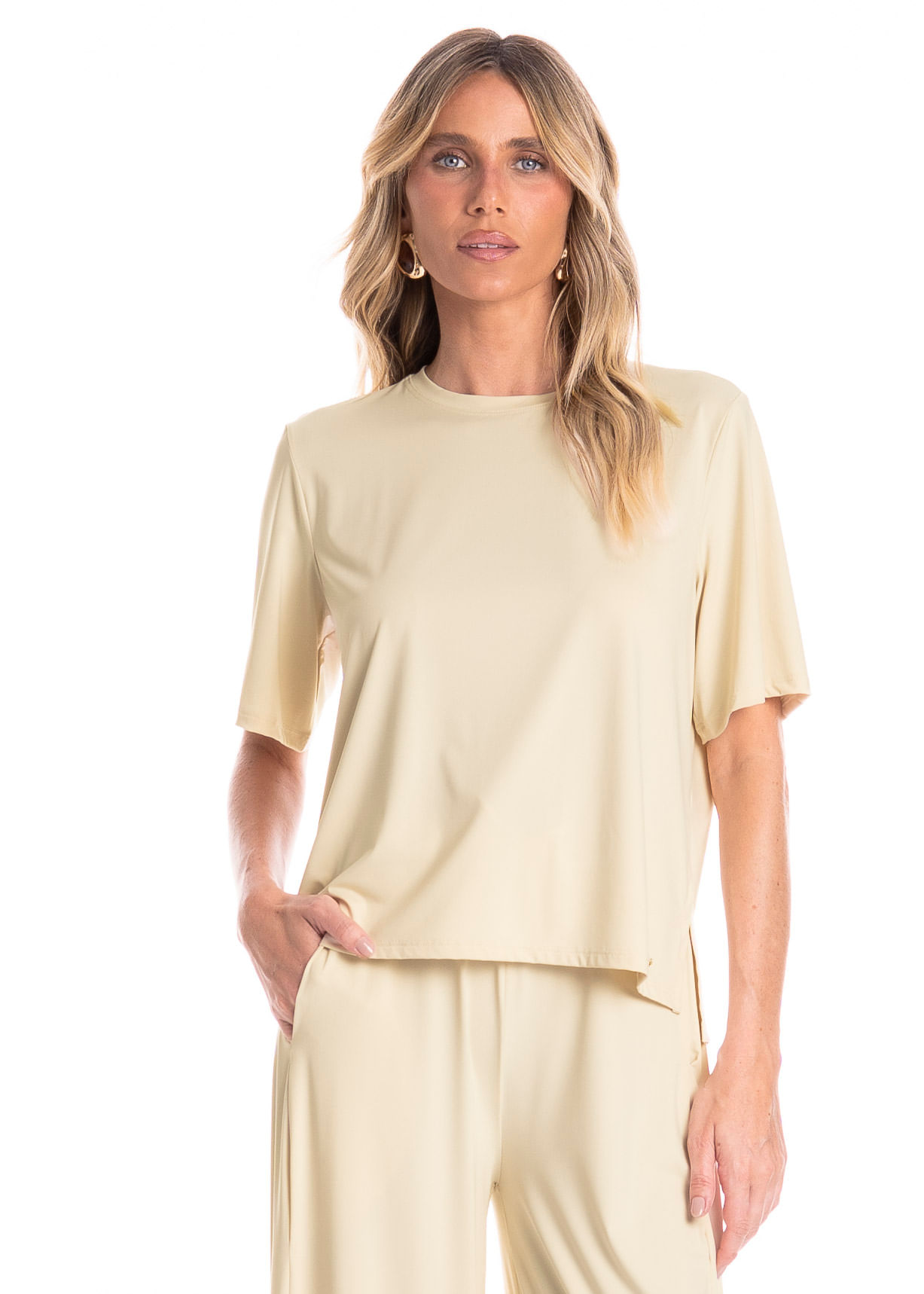 Blusa Feminina Ampla Essenza Bege - Imagem 1