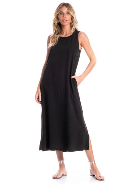 Vestido Feminino Regata Com Bolso Belize Preto - Imagem 1