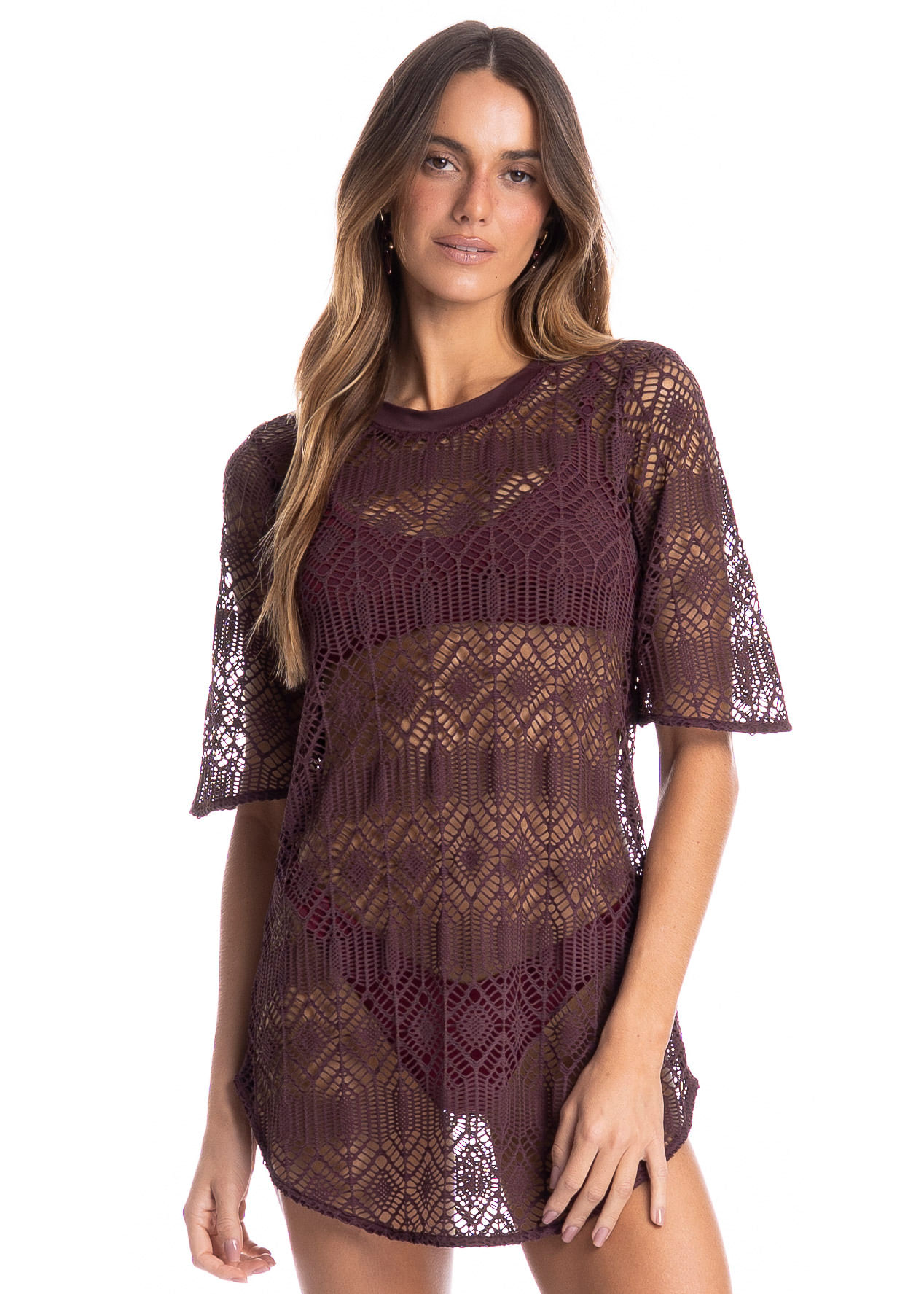 Vestido Feminino Curto Com Manga Barolo Vermelho - Imagem 1