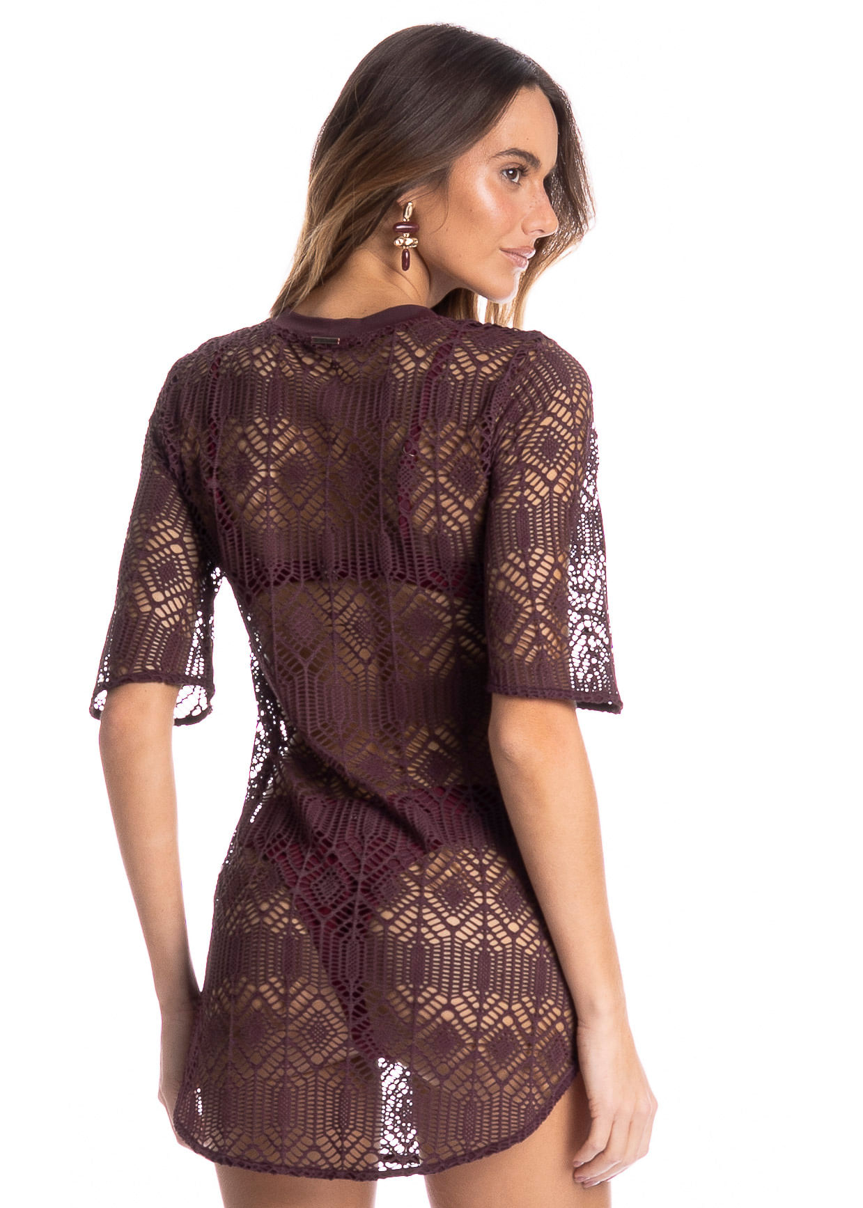 Vestido Feminino Curto Com Manga Barolo Vermelho - Imagem 2