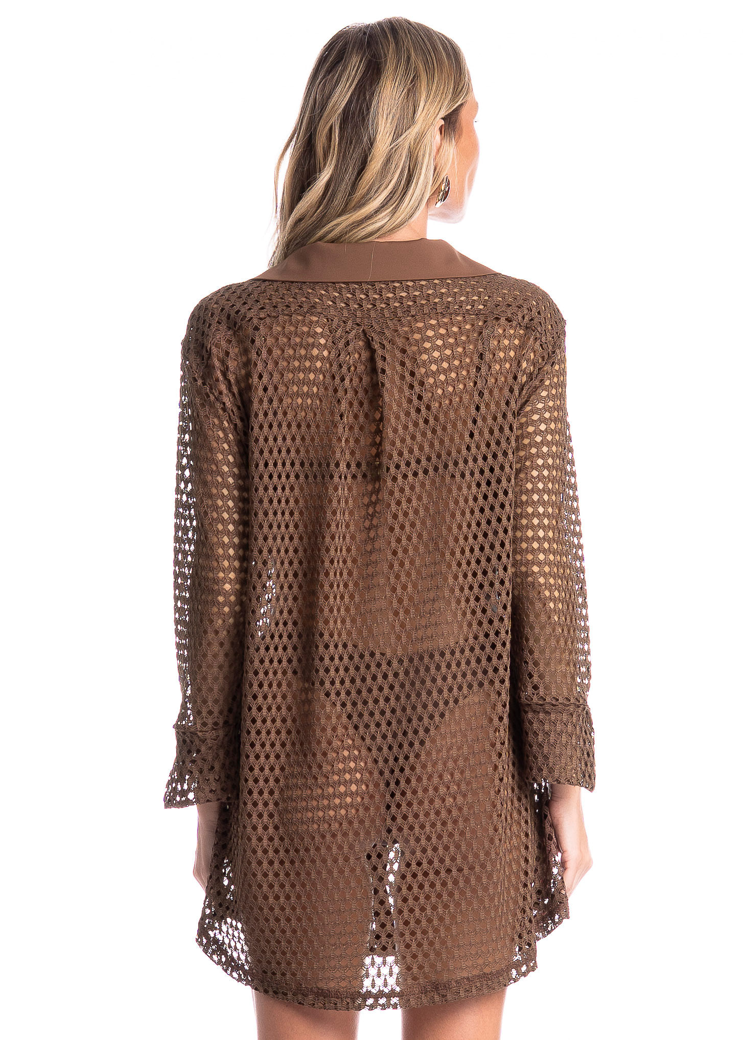Camisa Feminina Trama Marrom - Imagem 2