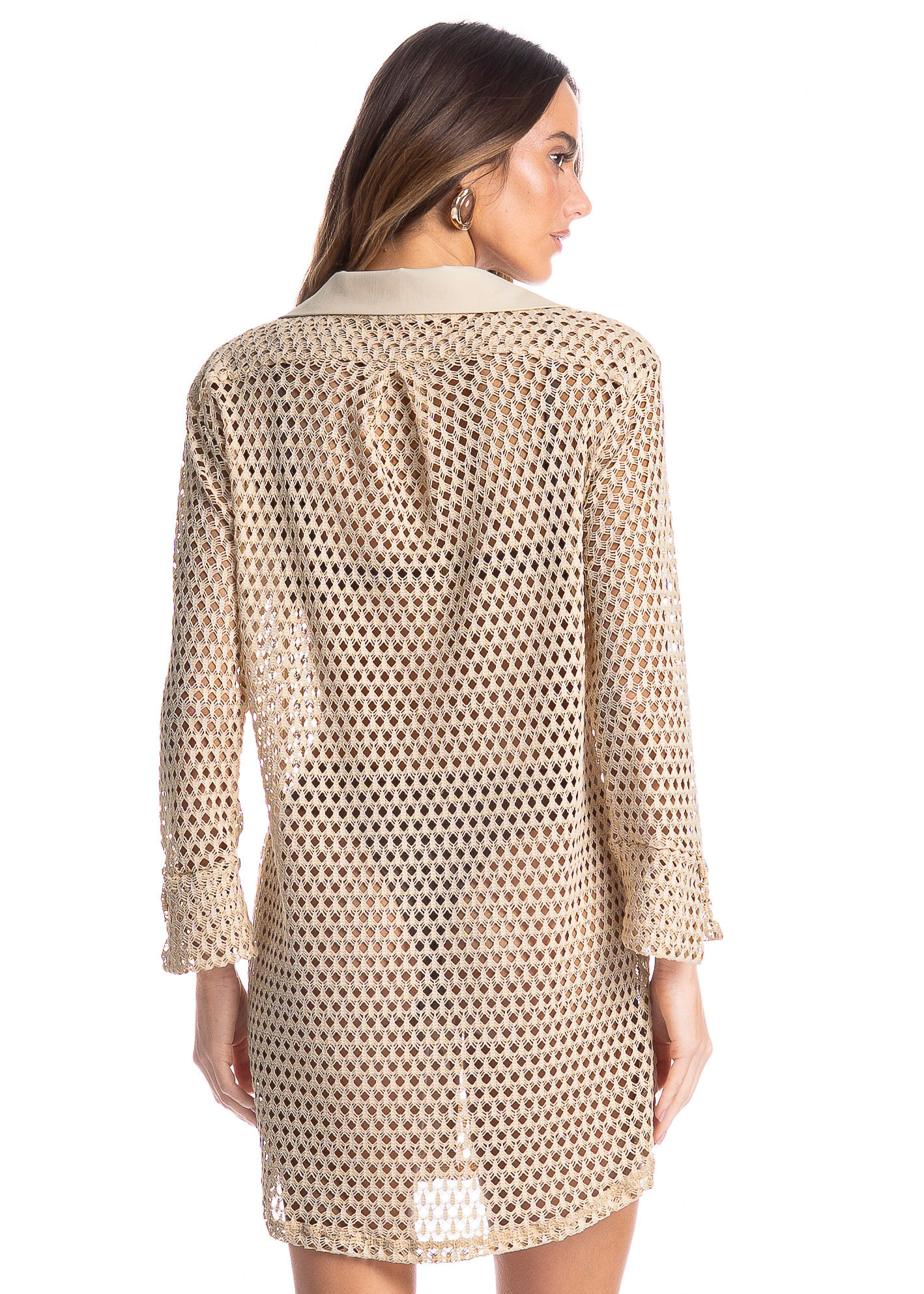 Camisa Feminina Trama Bege - Imagem 2