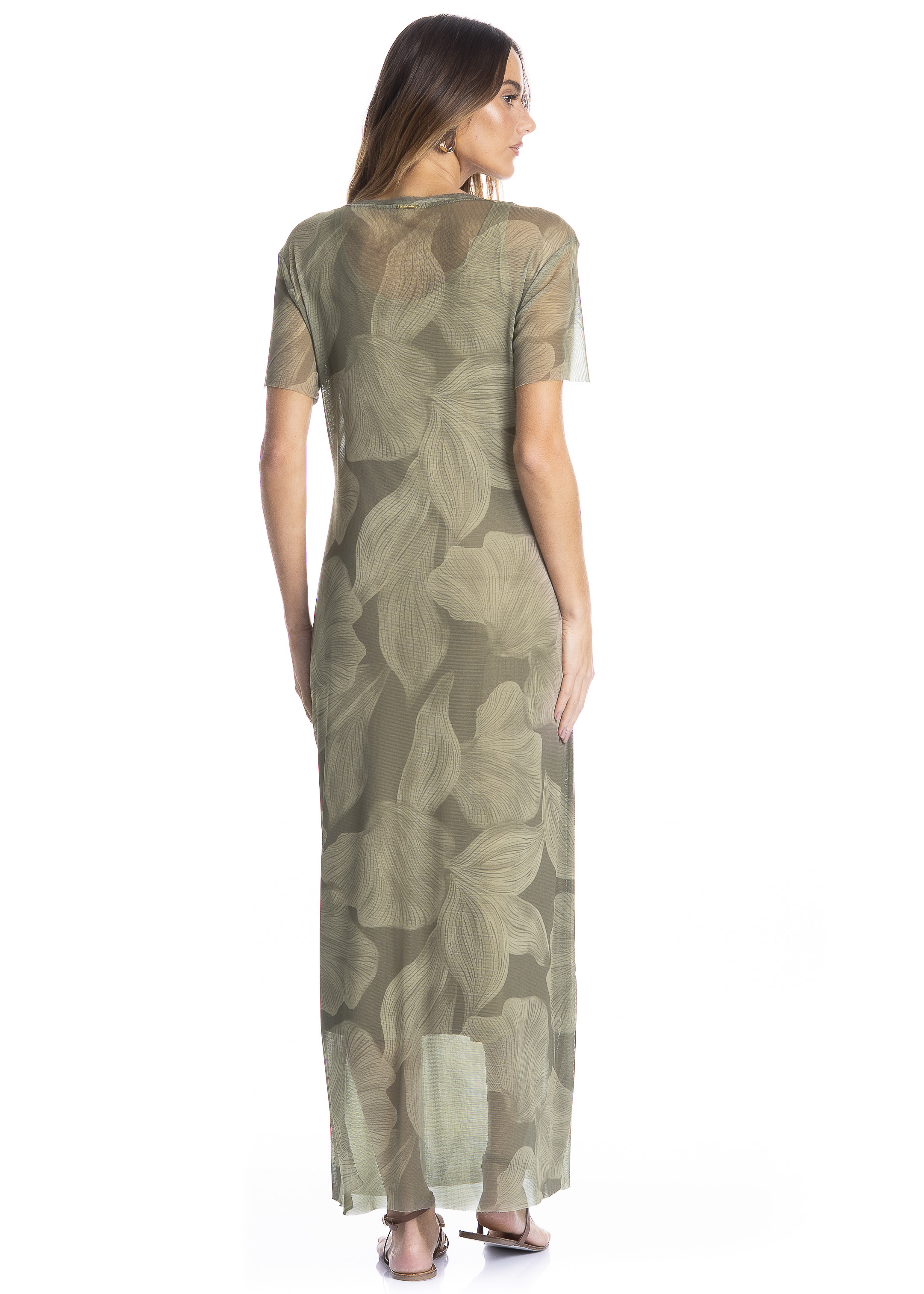 Vestido De Tule Com Manga E Combinete Bruma Verde - Imagem 2