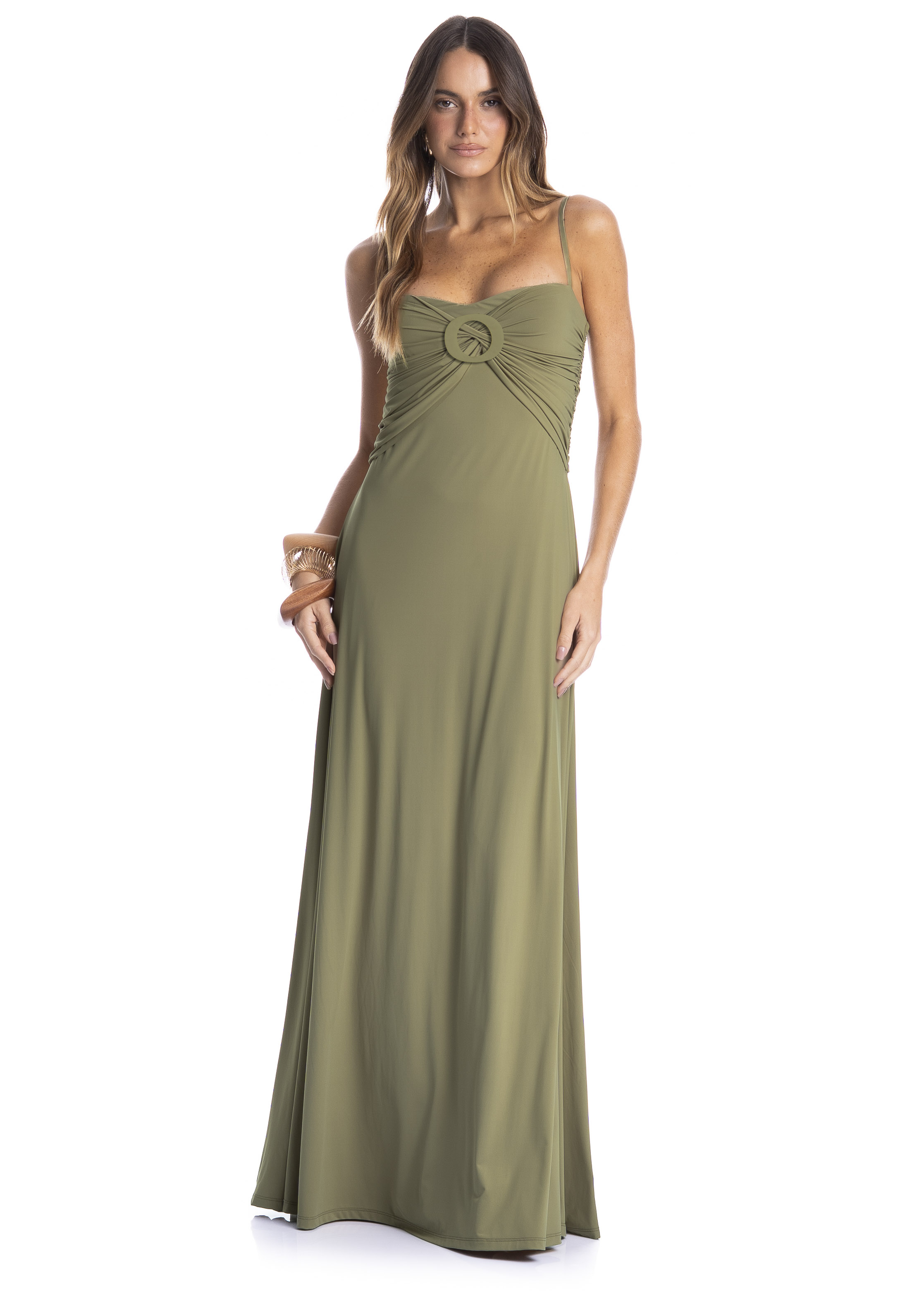 Vestido Feminino Longo Alcinha Orvalho Verde - Imagem 1