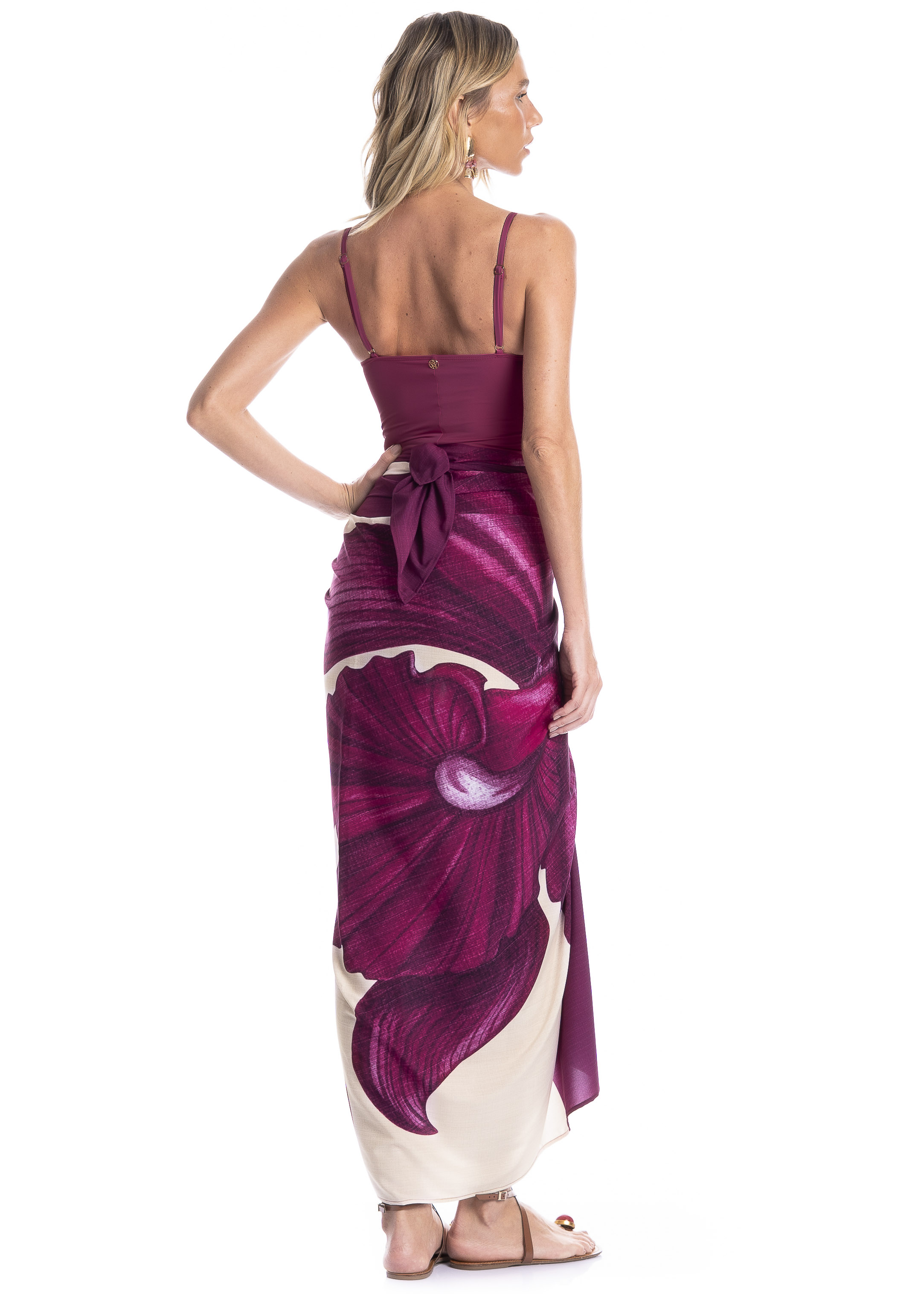 Pareô Feminino Floral Rosa - Imagem 2
