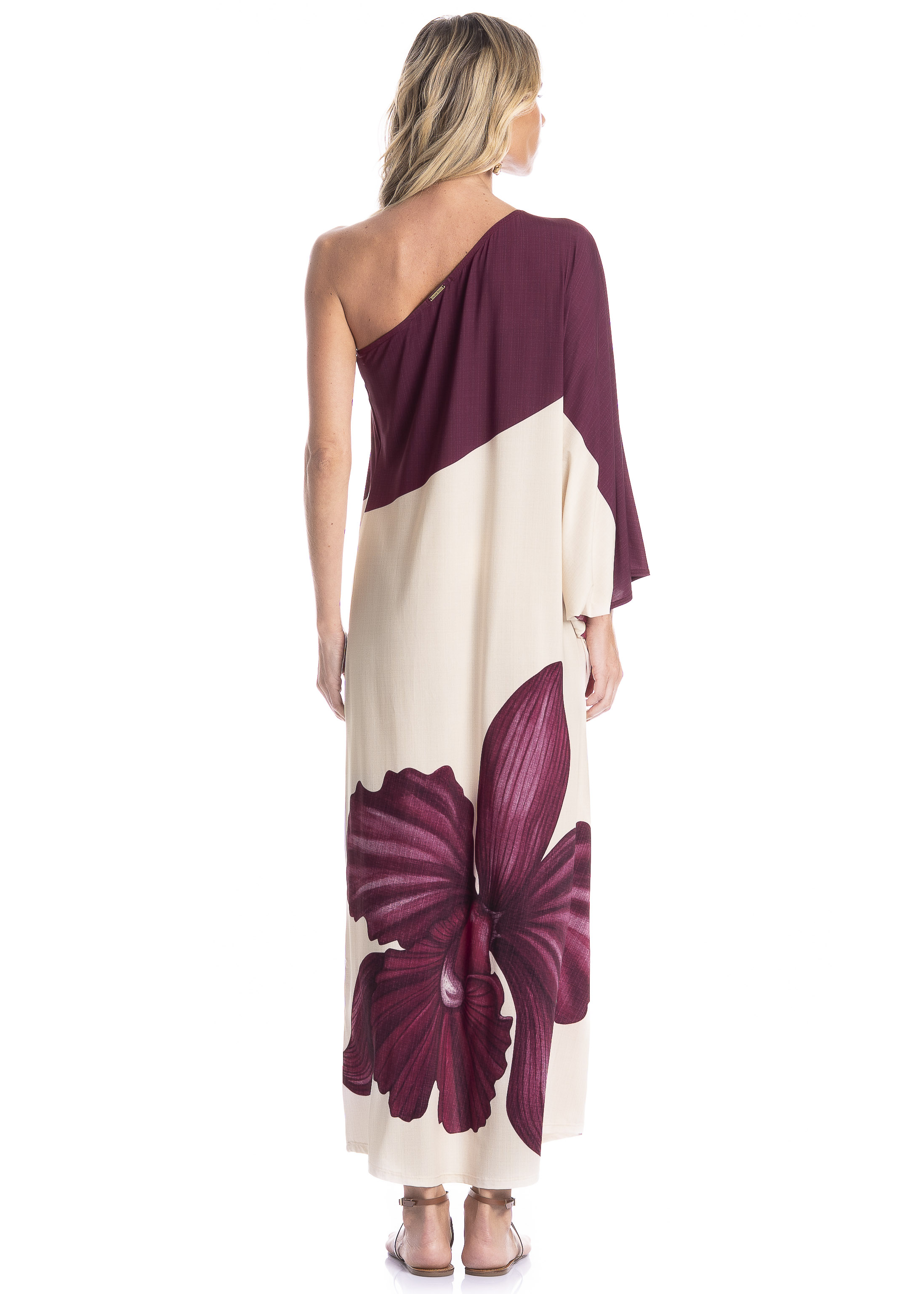 Vestido Feminino Assimétrico Floral Rosa - Imagem 2