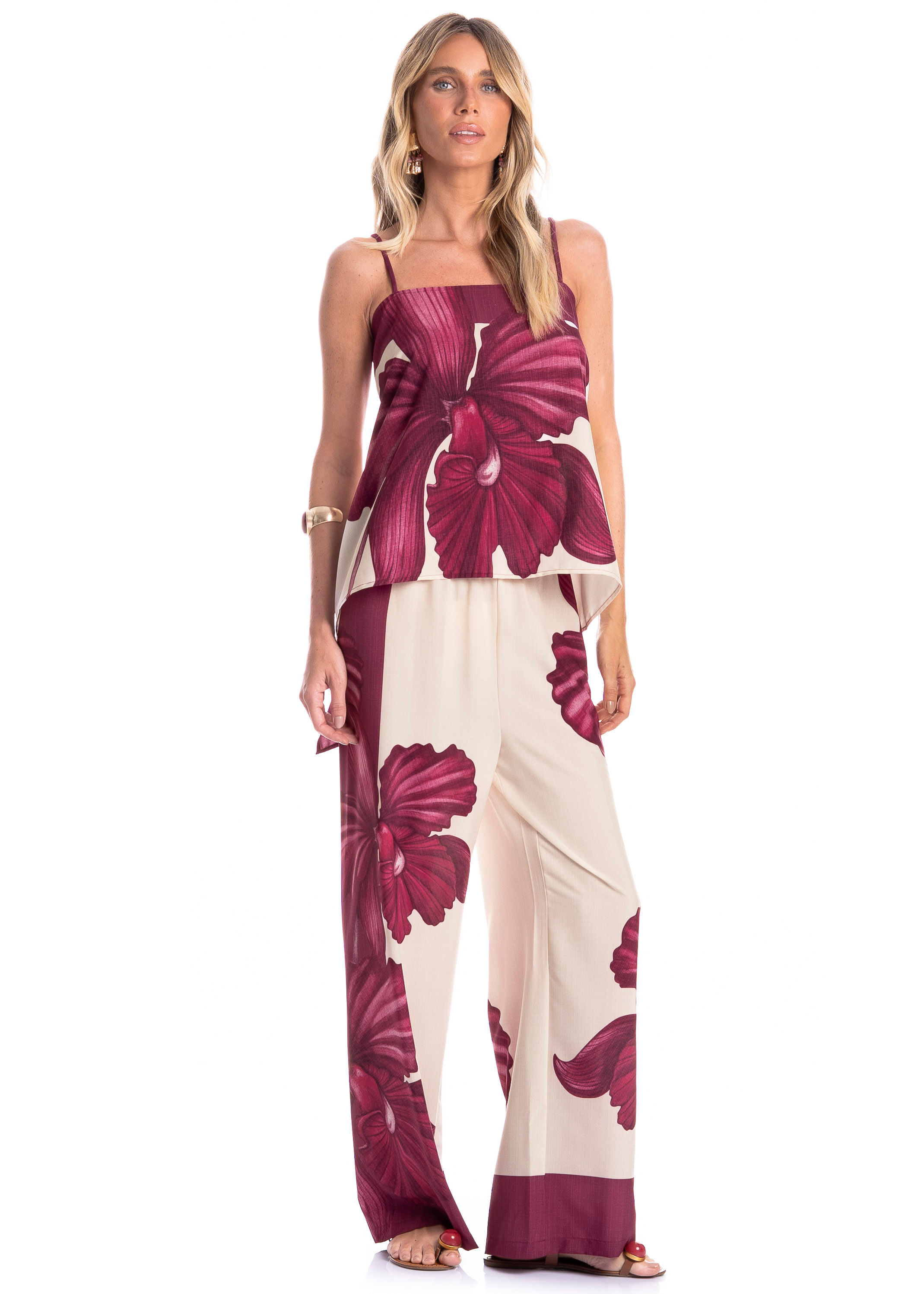 Calça Feminina Floral Rosa - Imagem 1