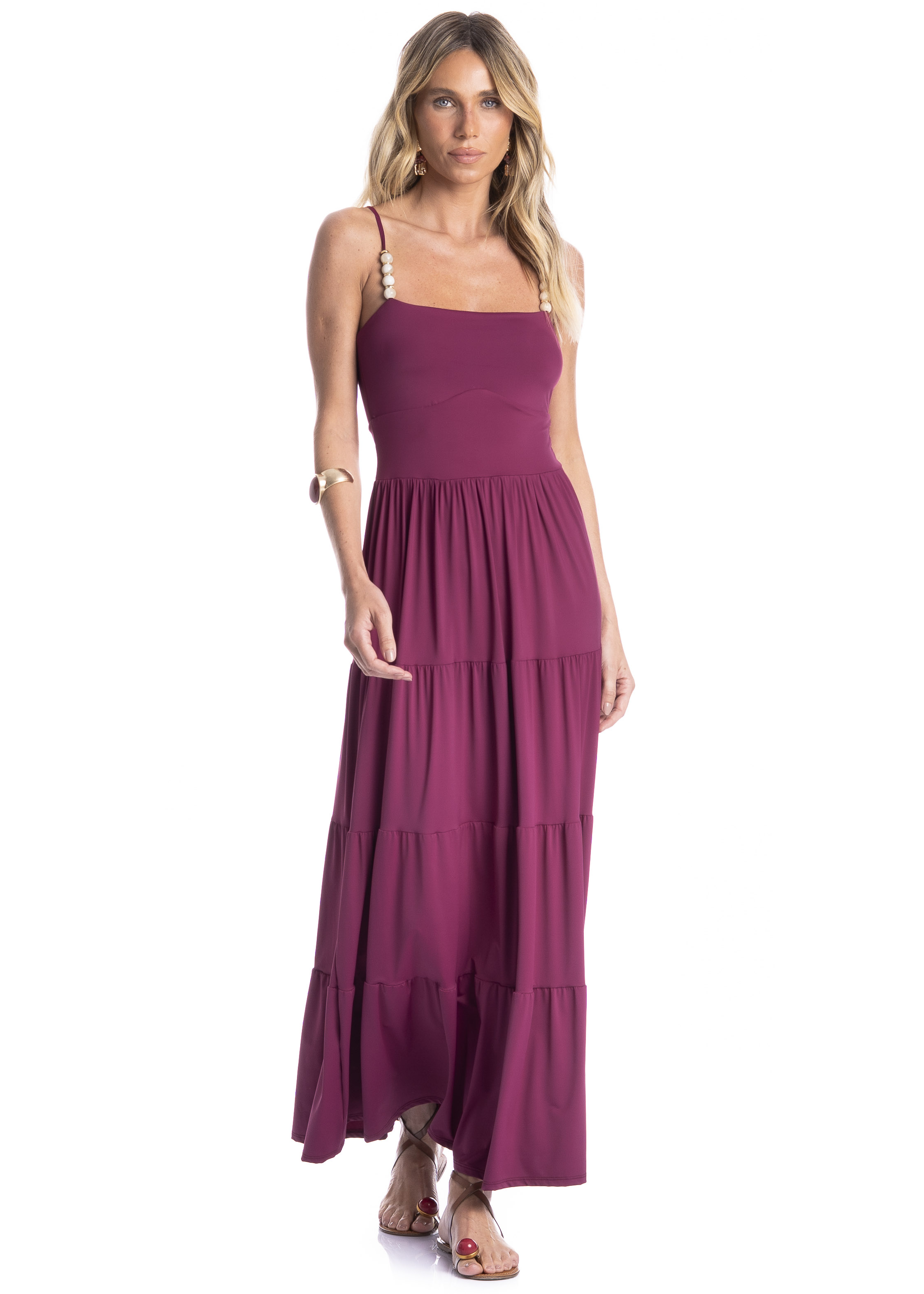 Vestido Feminino Babados Floral Rosa - Imagem 1