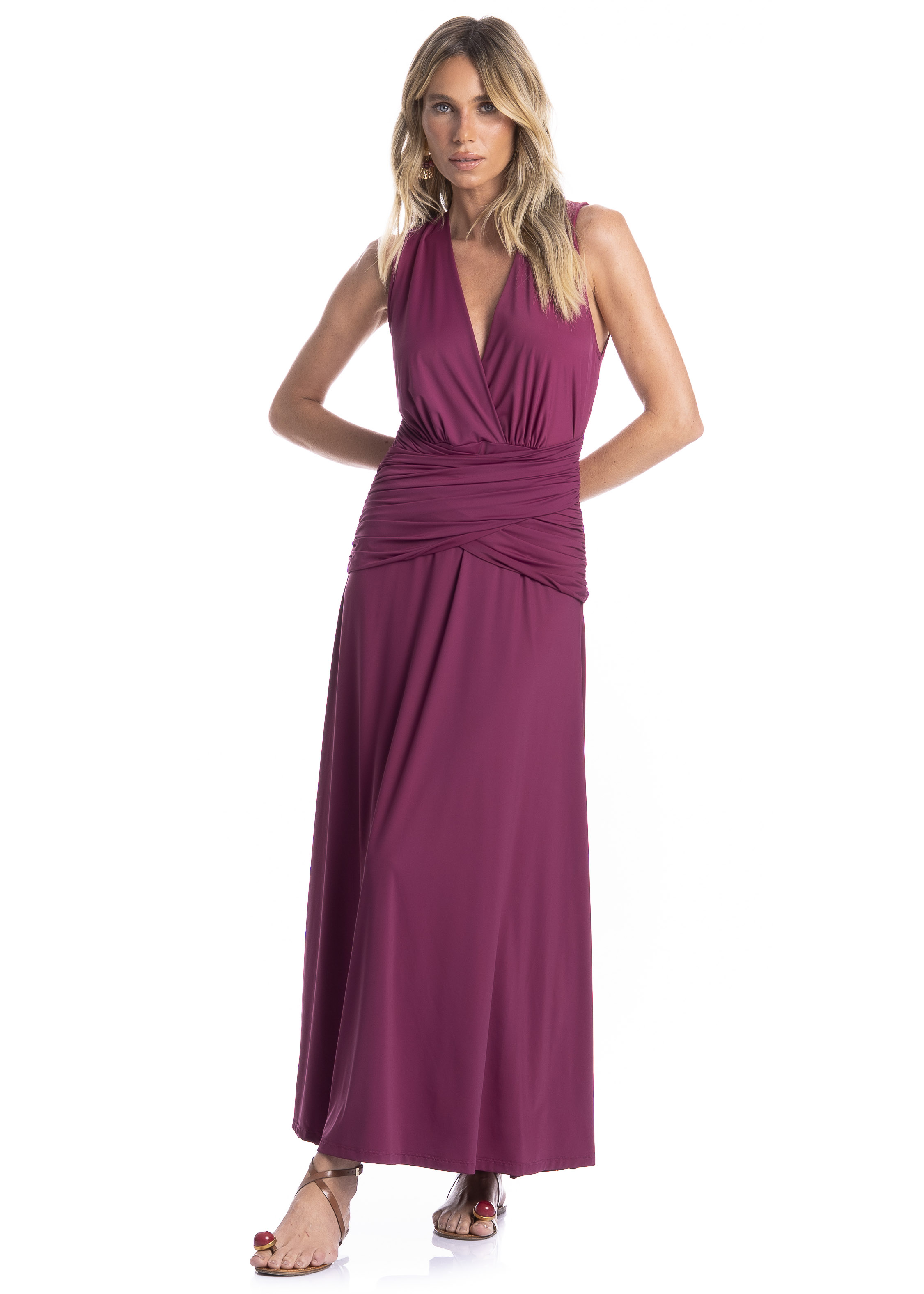 Vestido Feminino Transpassado Floral Rosa - Imagem 1
