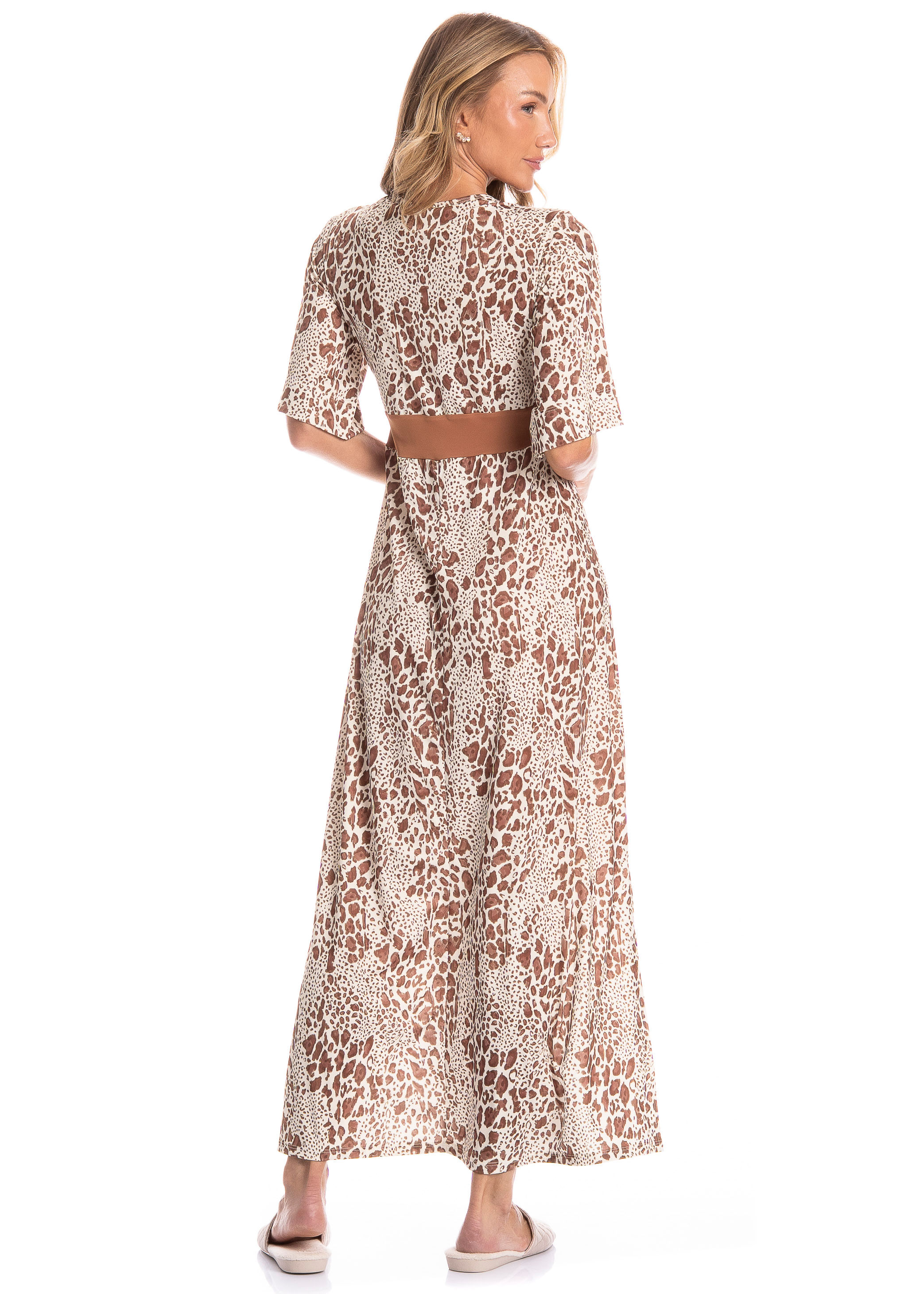 Kaftan Feminino Longo Felina Marrom - Imagem 2