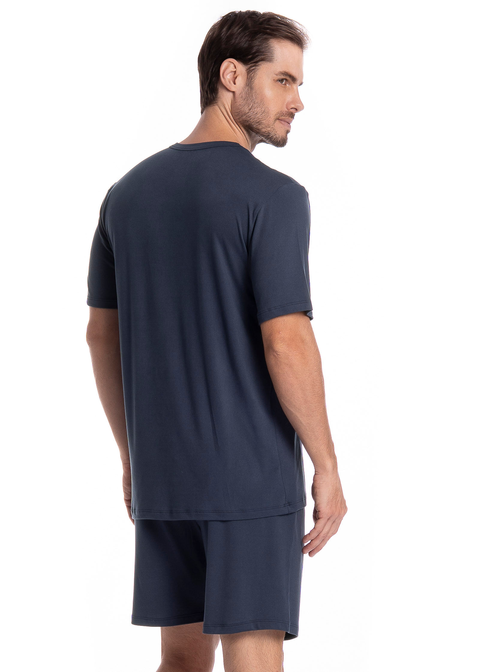 Pijama Masculino Curto Thomas Tombini Azul-marinho - Imagem 2