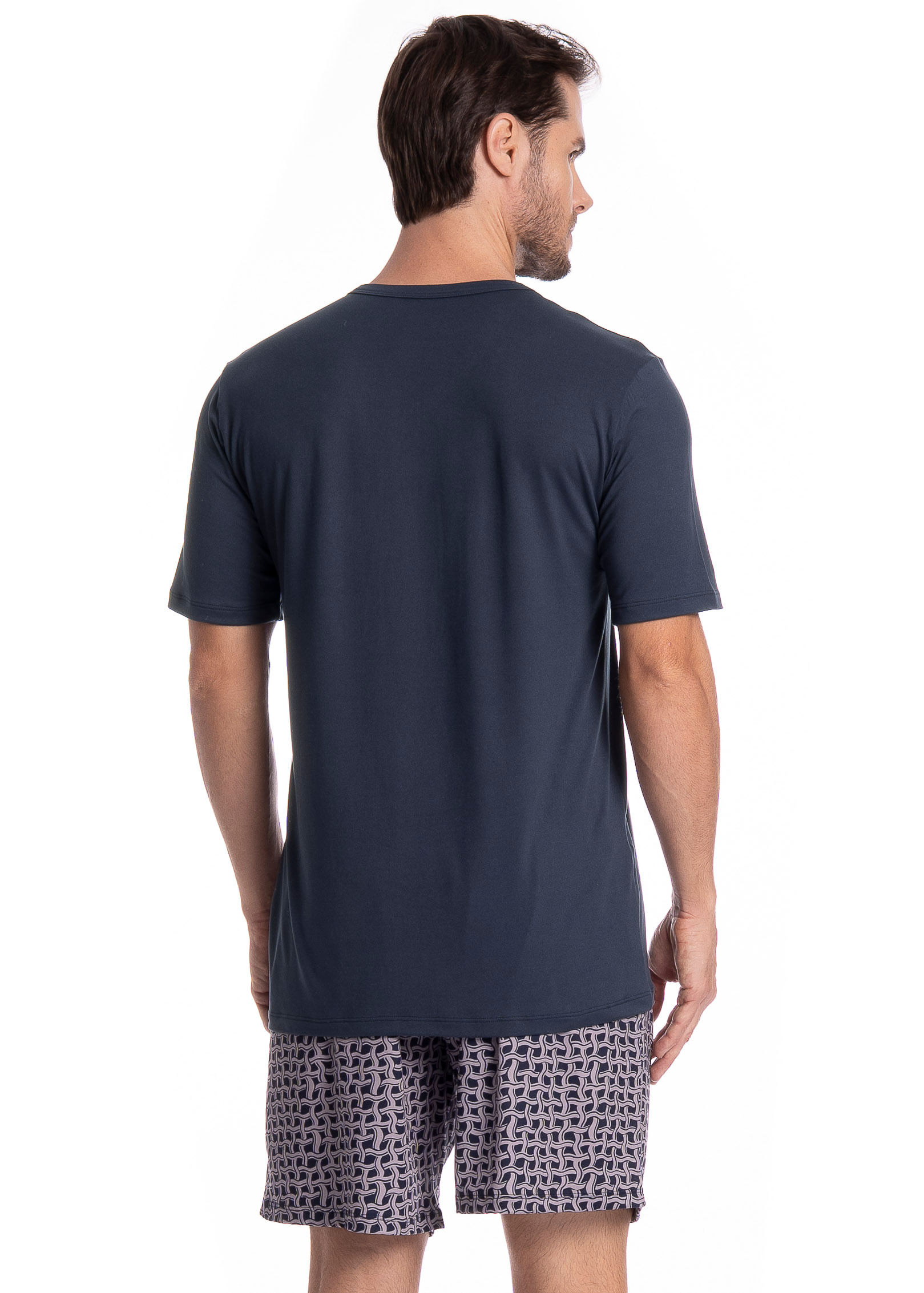 Pijama Masculino Curto Thomas Tombini Azul-marinho - Imagem 2