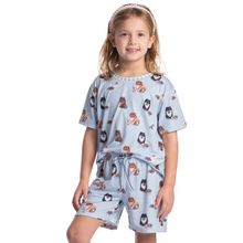 Pijama Infantil Feminino Curto Fresh Moka Azul-2 - Imagem 1