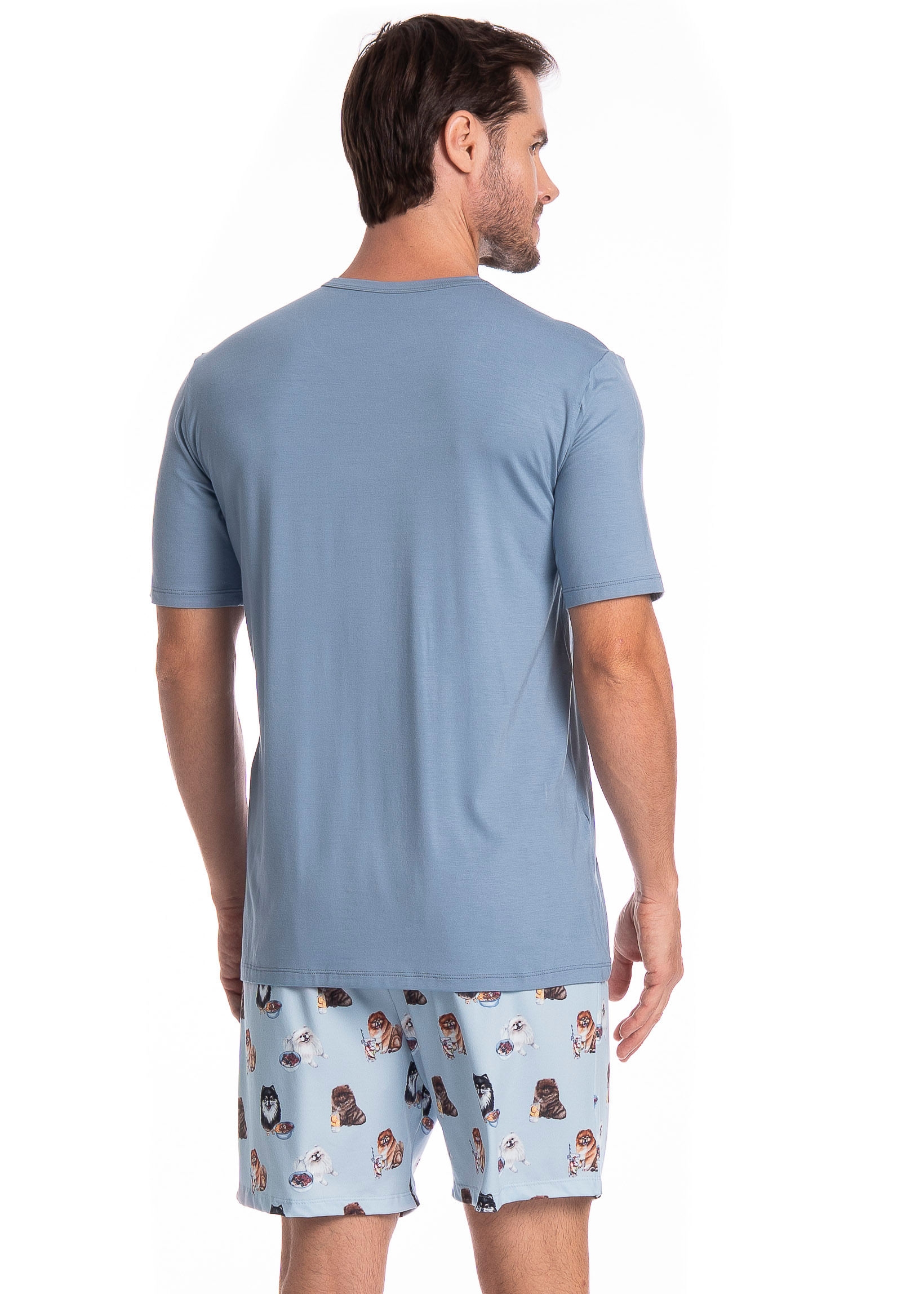 Pijama Masculino Curto Fresh Moka Tombini Azul-2 - Imagem 2